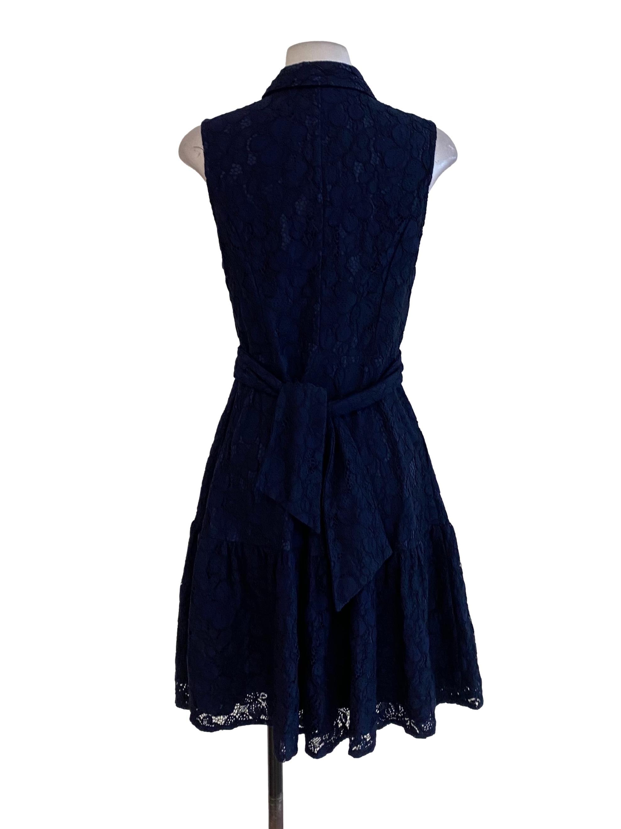 Navy Blue Floral Laced Dress