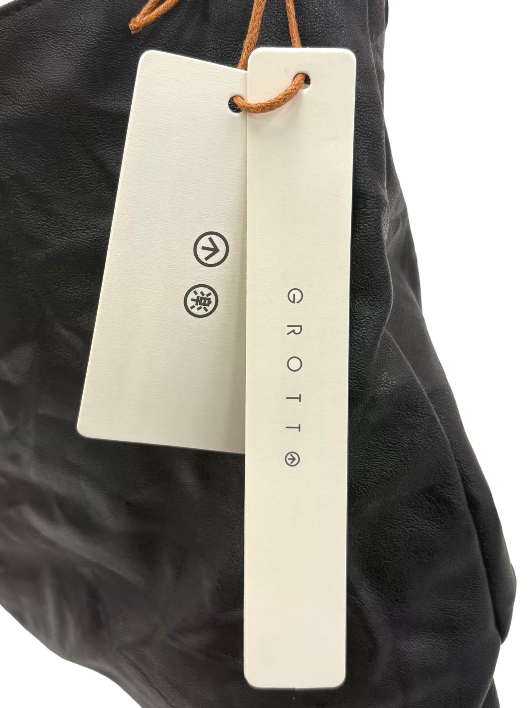 Black Crinkled Leather Tote Bag