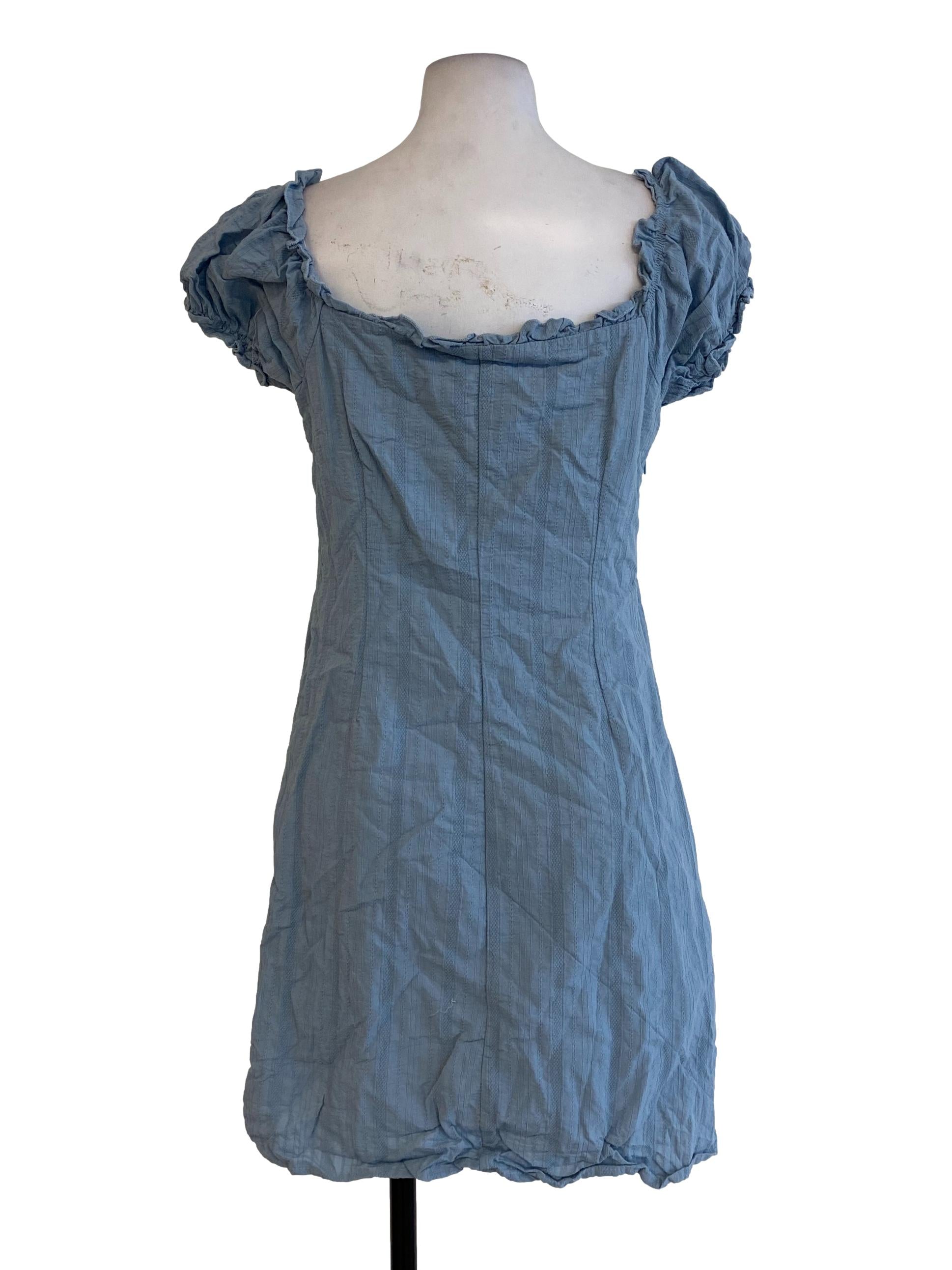 Dusty Blue Embroidered Dress