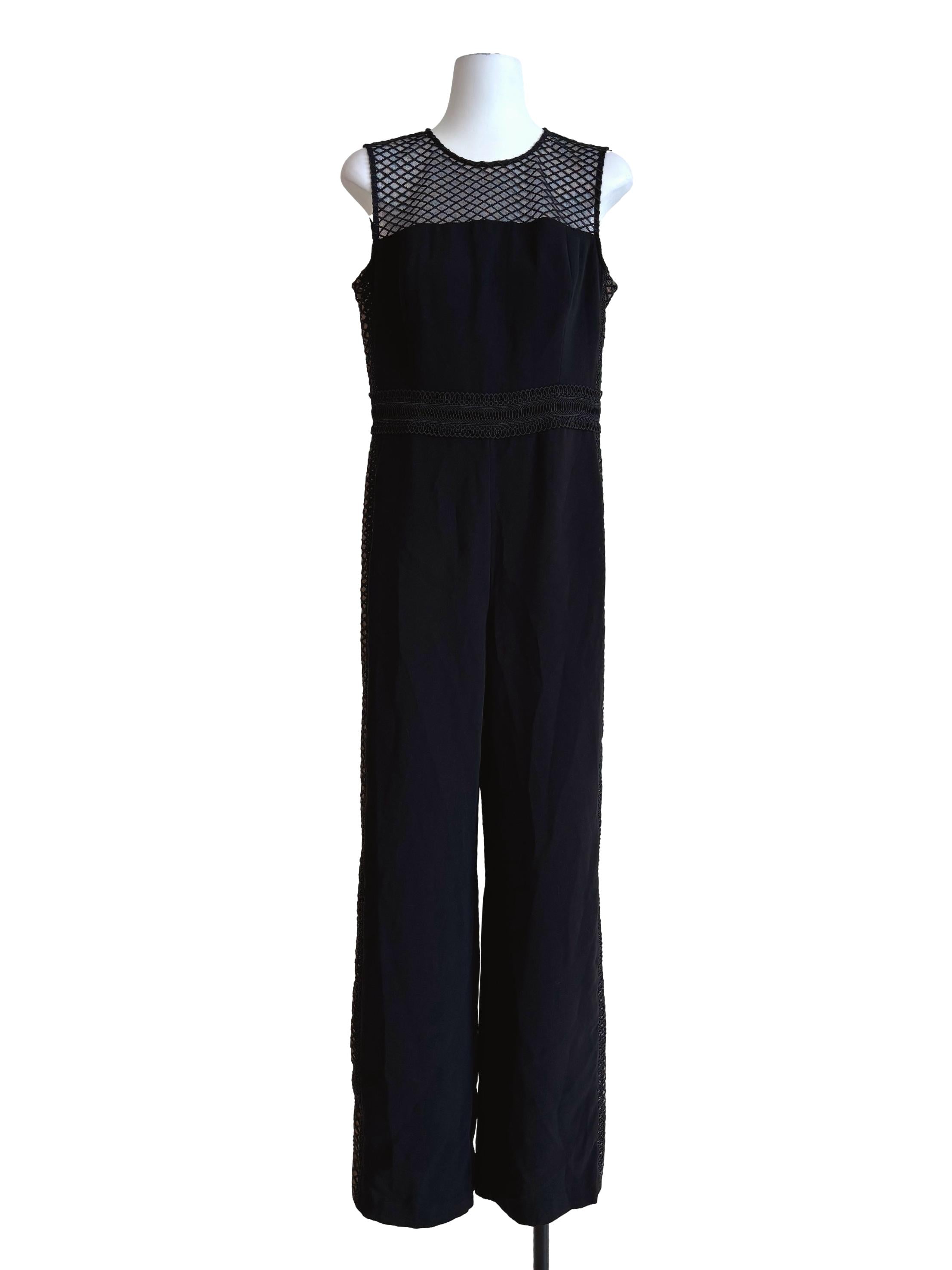 Onyx Black Sleeveless Illusion Neck Jumpsuit