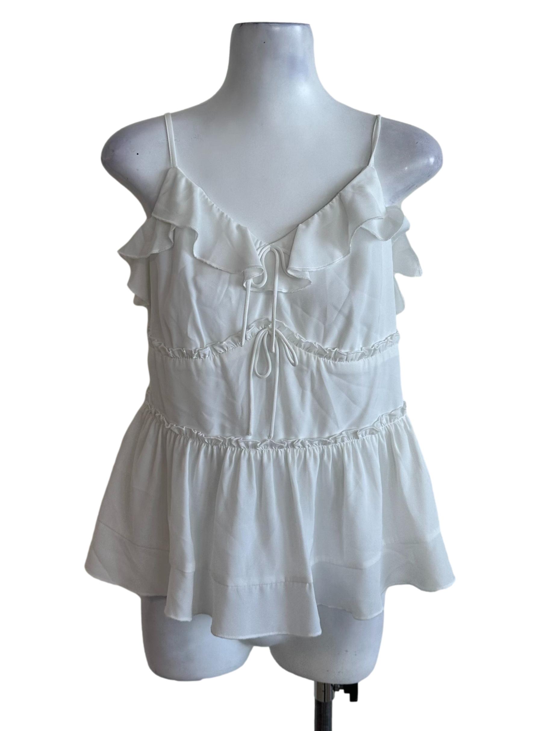 Ivory White Ruffle Peplum Top