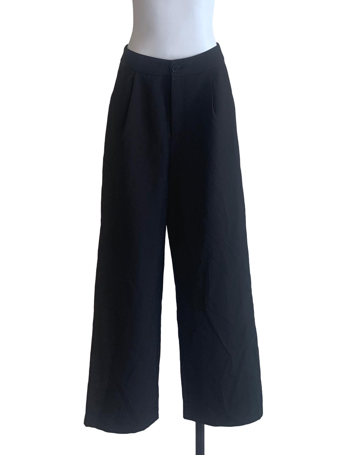 Crow Black Wide Leg Pants