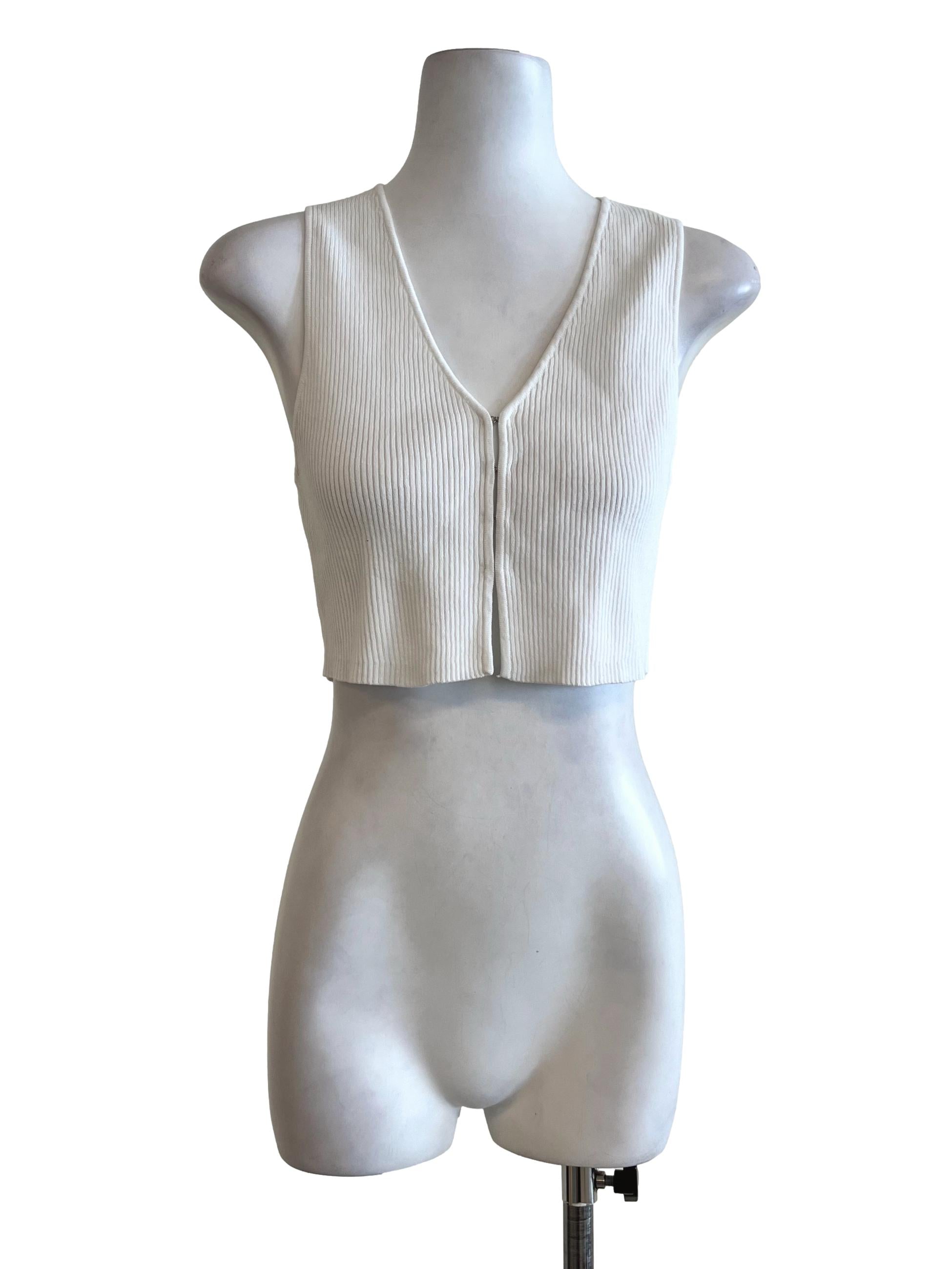 White V Neck Stretchable Top TTR
