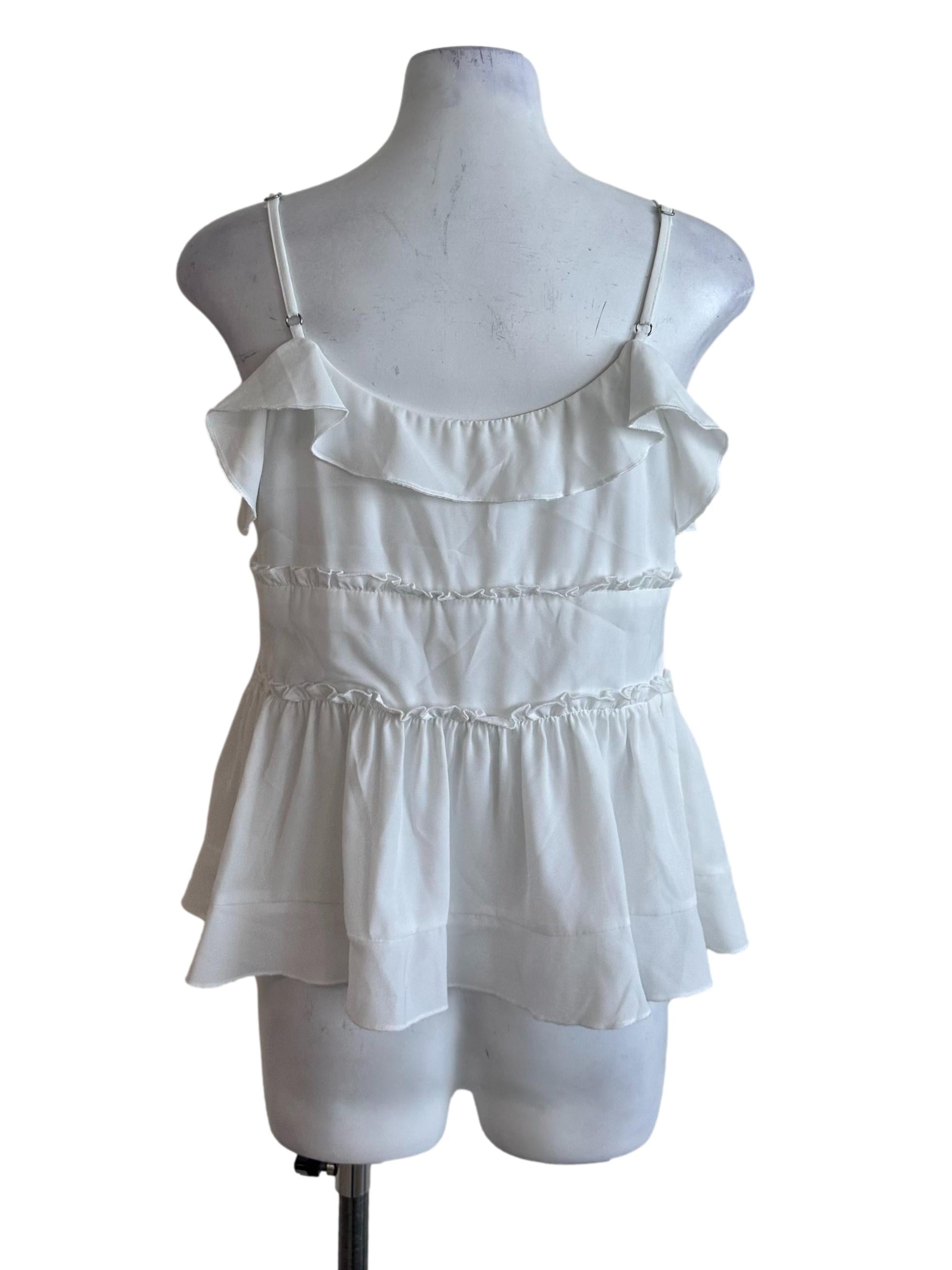 Ivory White Ruffle Peplum Top
