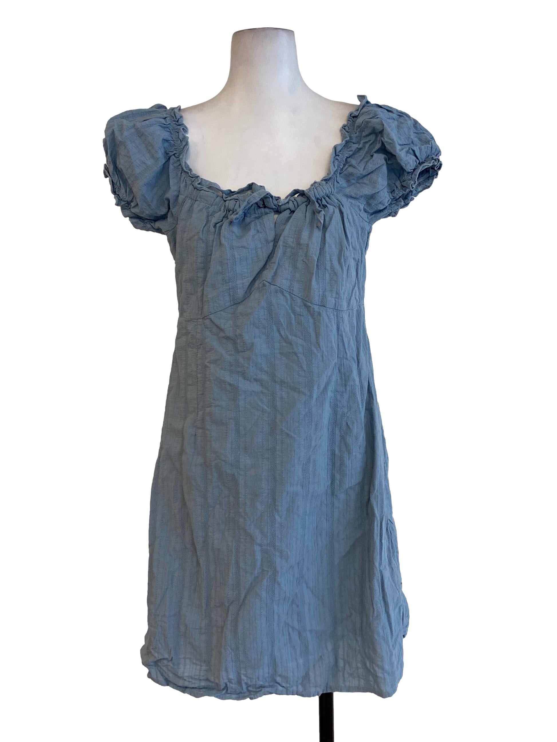 Dusty Blue Embroidered Dress