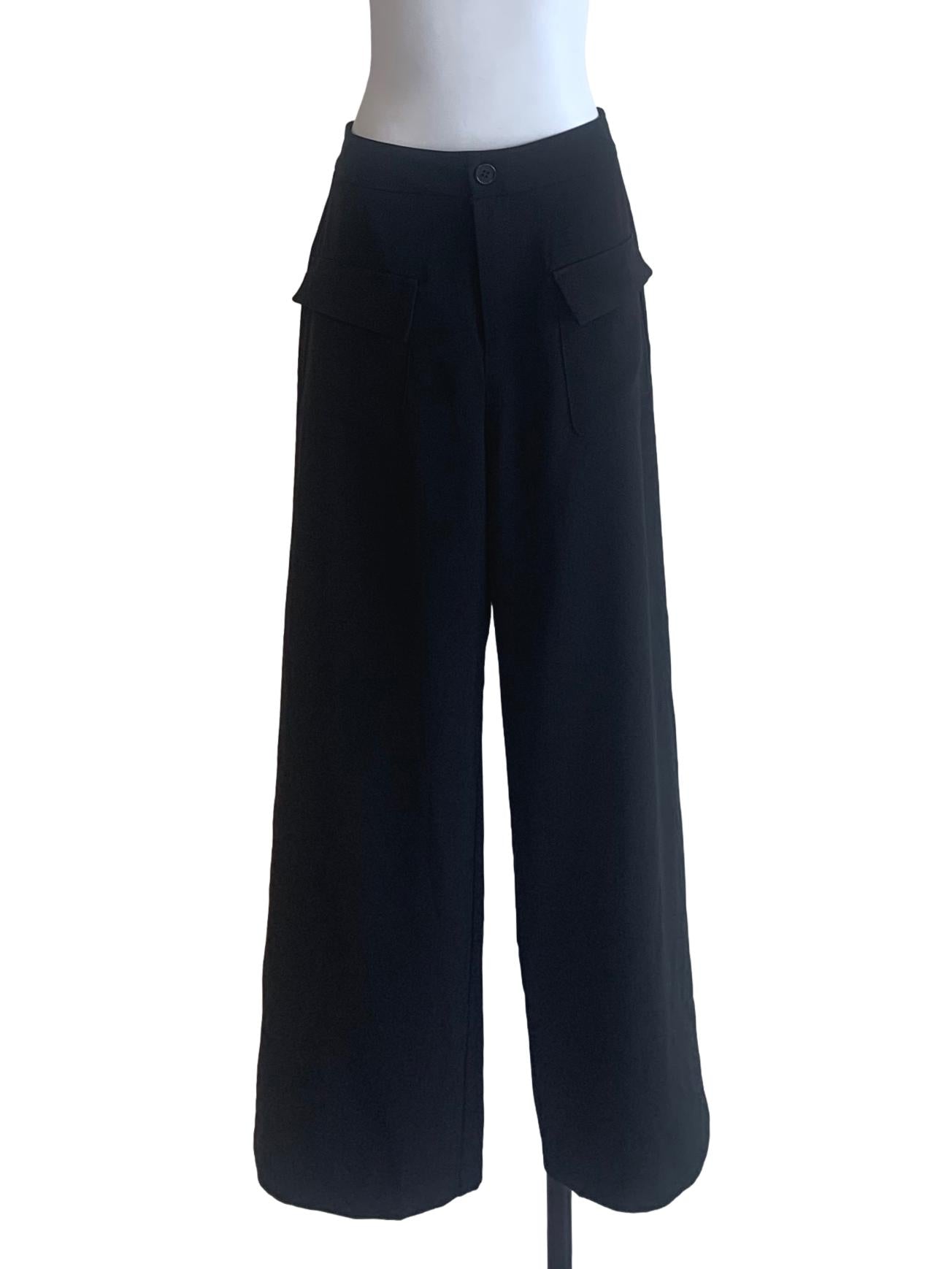 Ink Black Wide Leg Pants