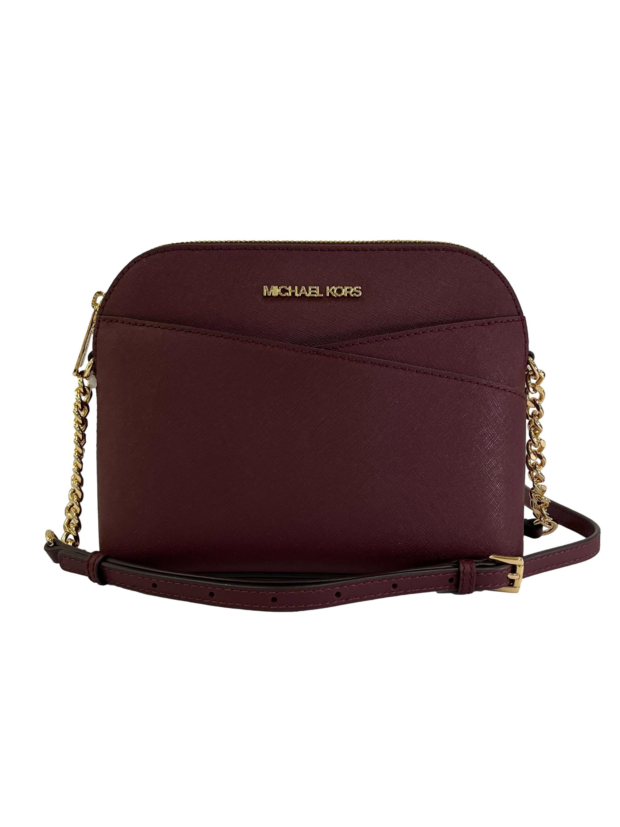 Maroon Leather Jet Set Travel Crossbody Bag CSN