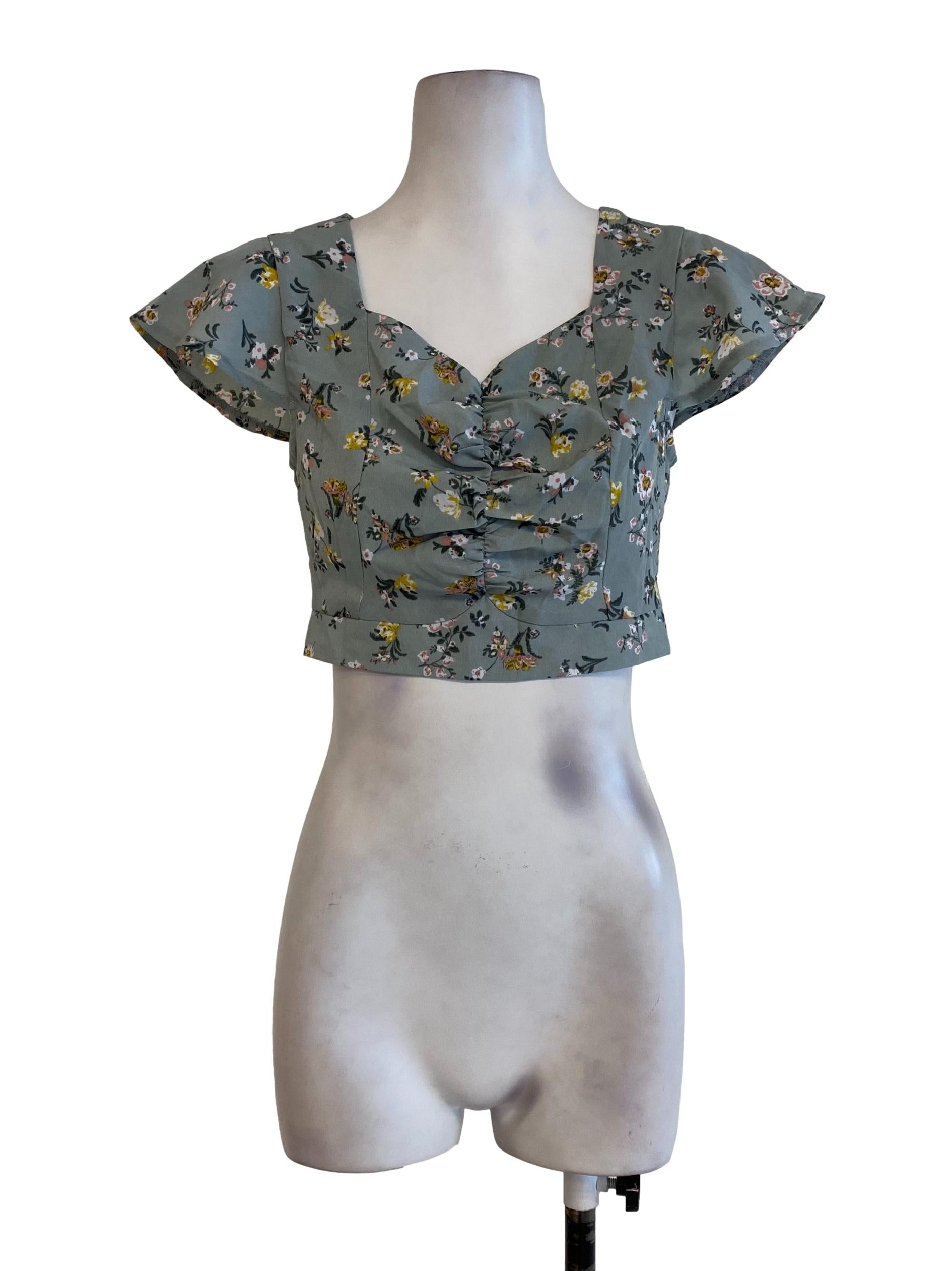 Dusty Blue Floral Top
