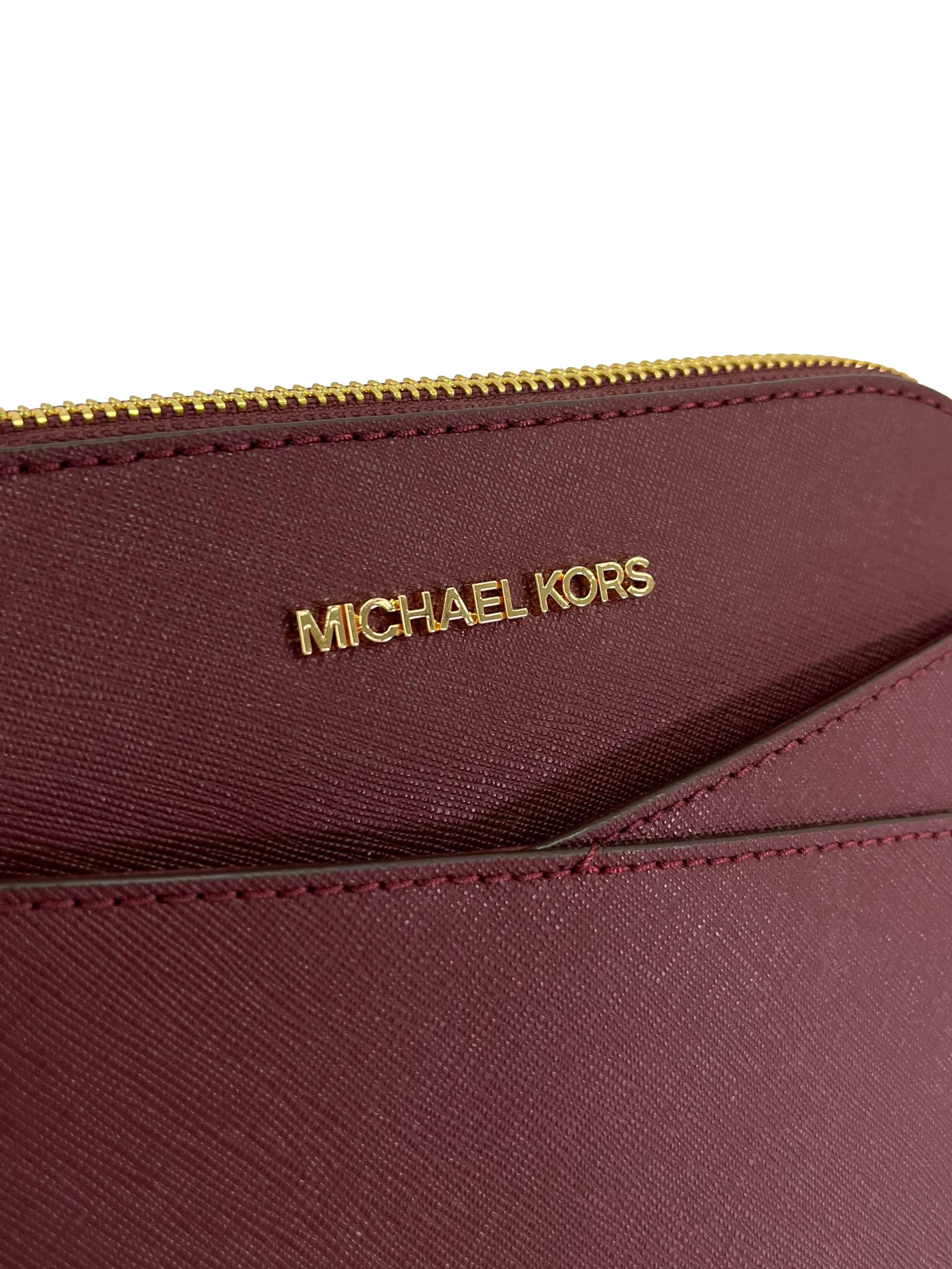 Maroon Leather Jet Set Travel Crossbody Bag CSN