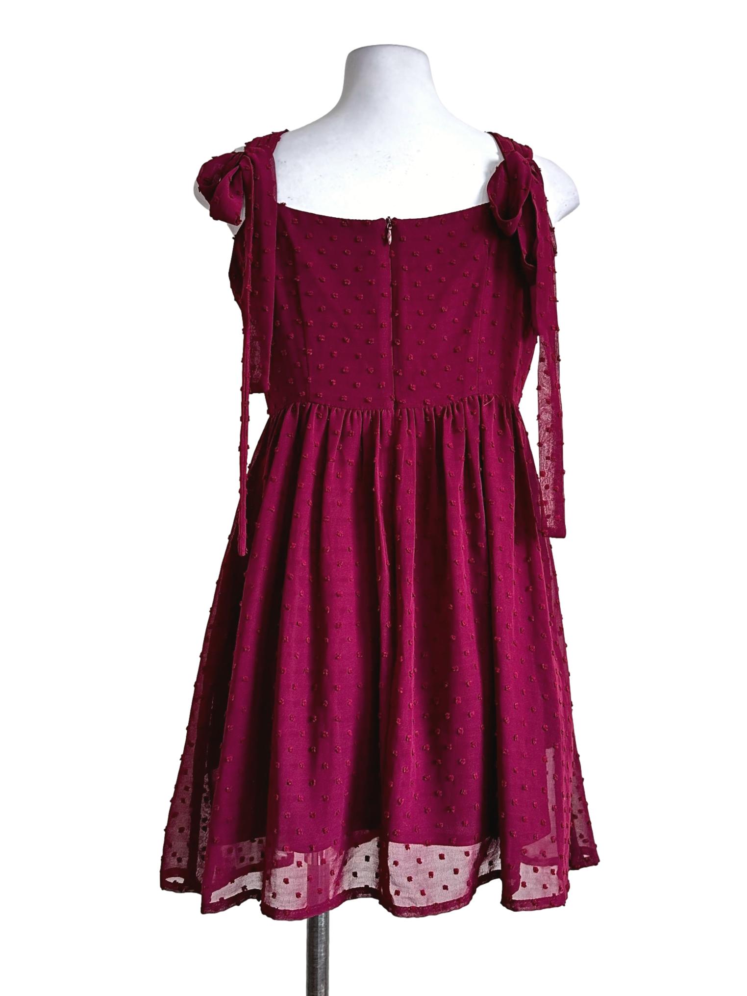 Currant Red Dots Pattern Mini Dress TWL