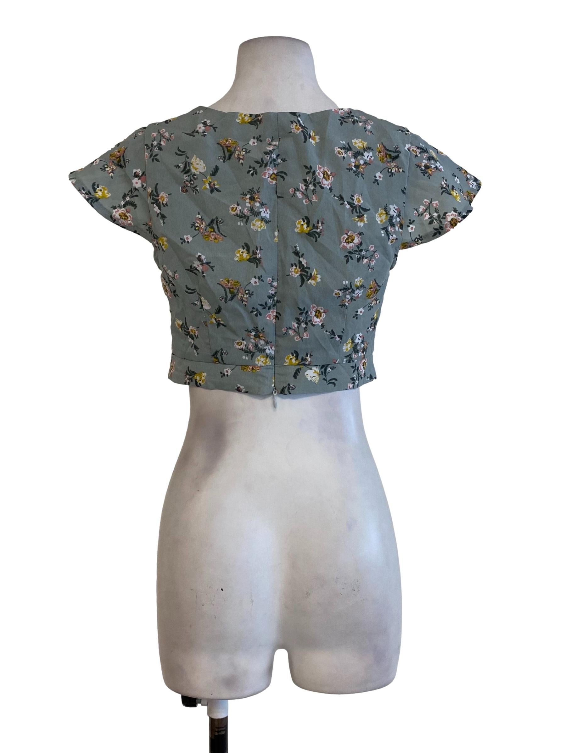 Dusty Blue Floral Top
