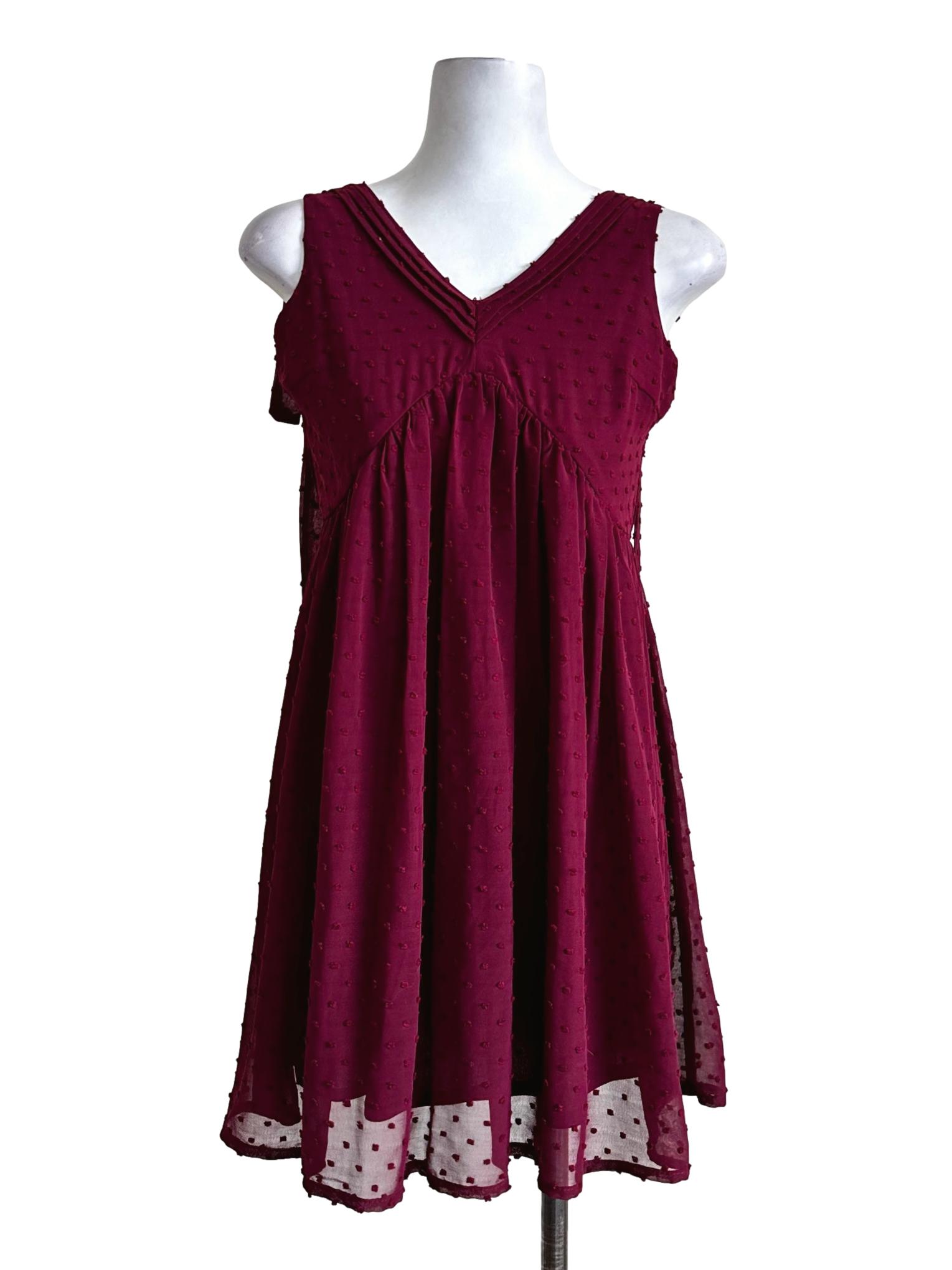 Currant Red Dots Pattern Mini Dress TWL