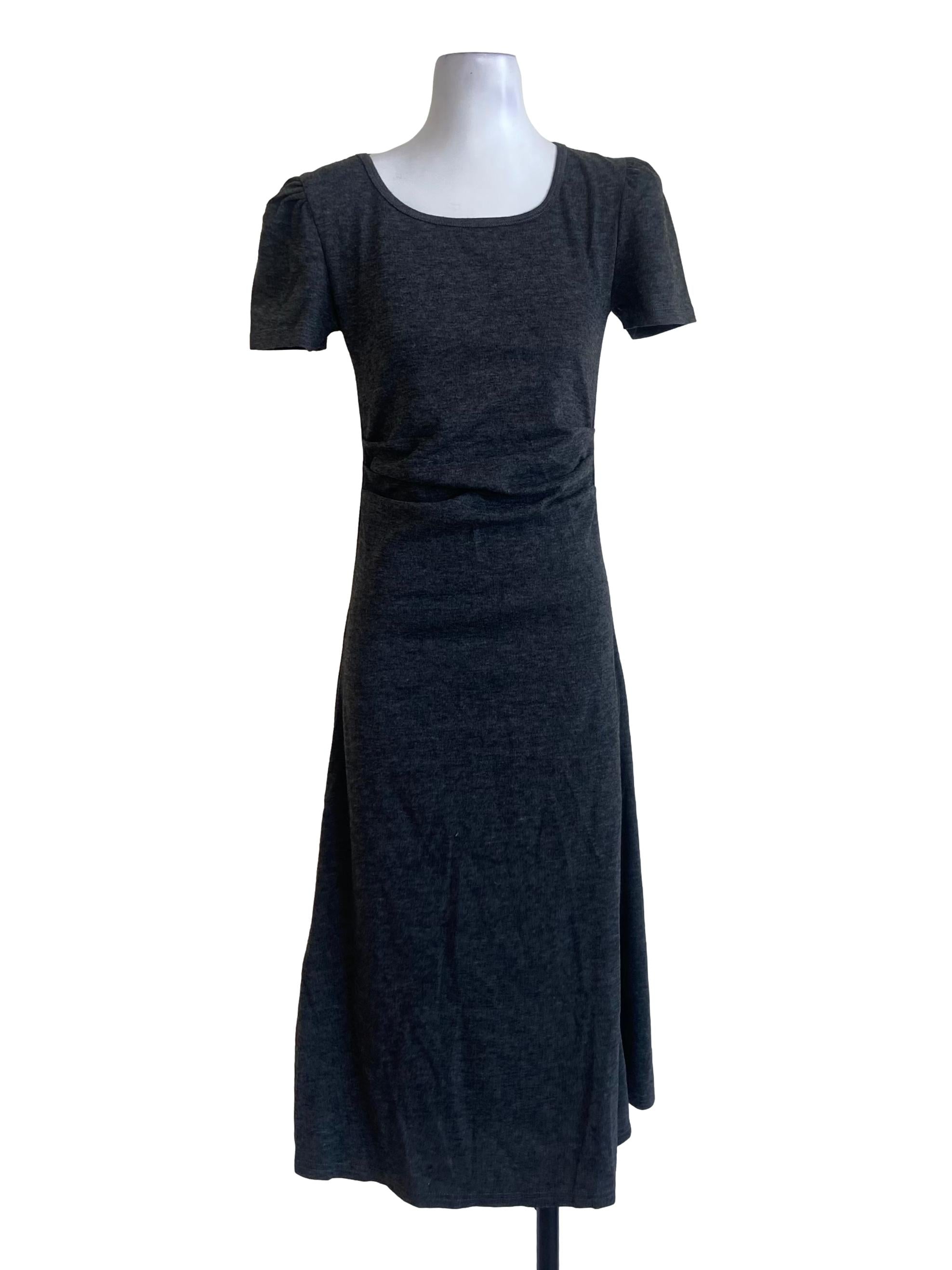 Grey Jewel Neck Pencil Stripe Bodycon Dress