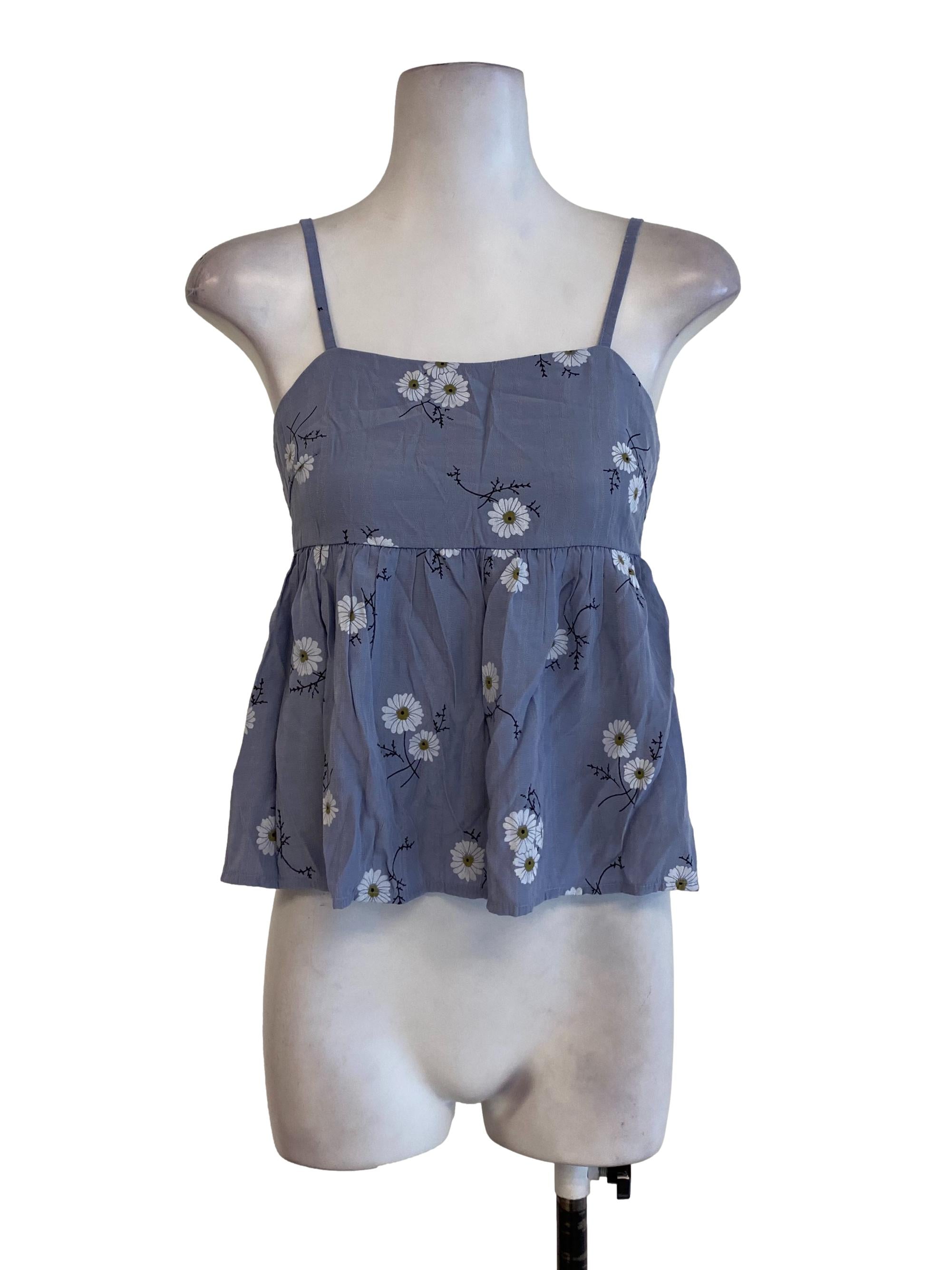 Blue Floral Blouson Top