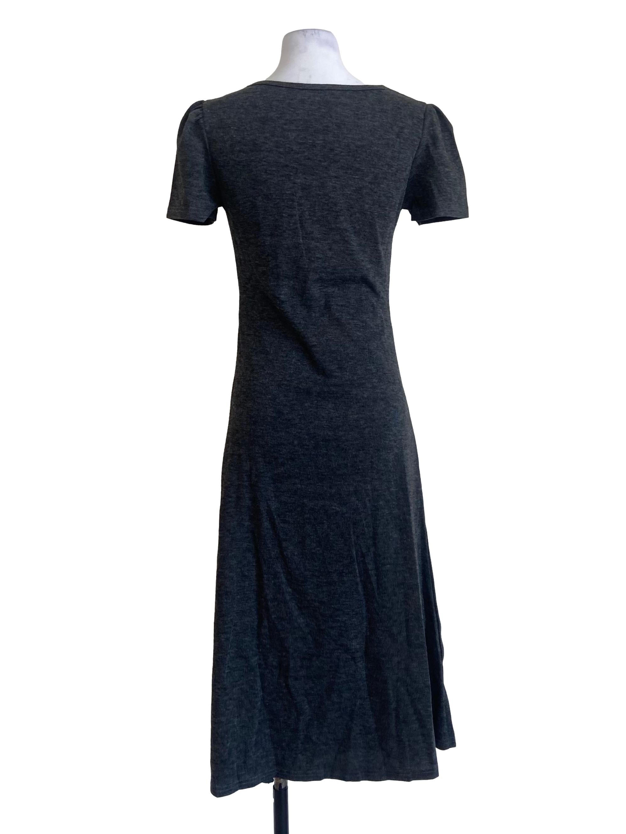 Grey Jewel Neck Pencil Stripe Bodycon Dress