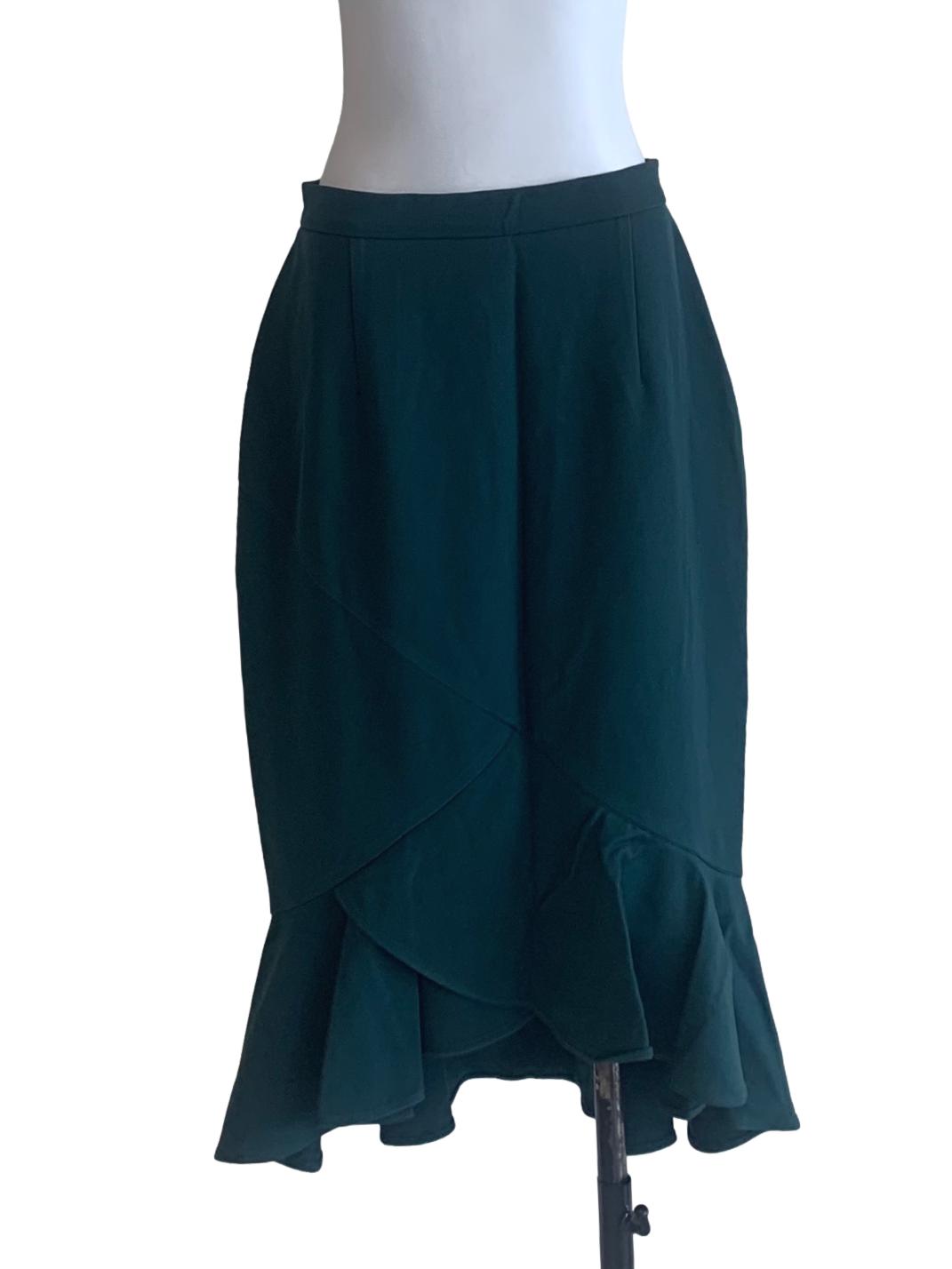 Basil Green Flounced Skirt