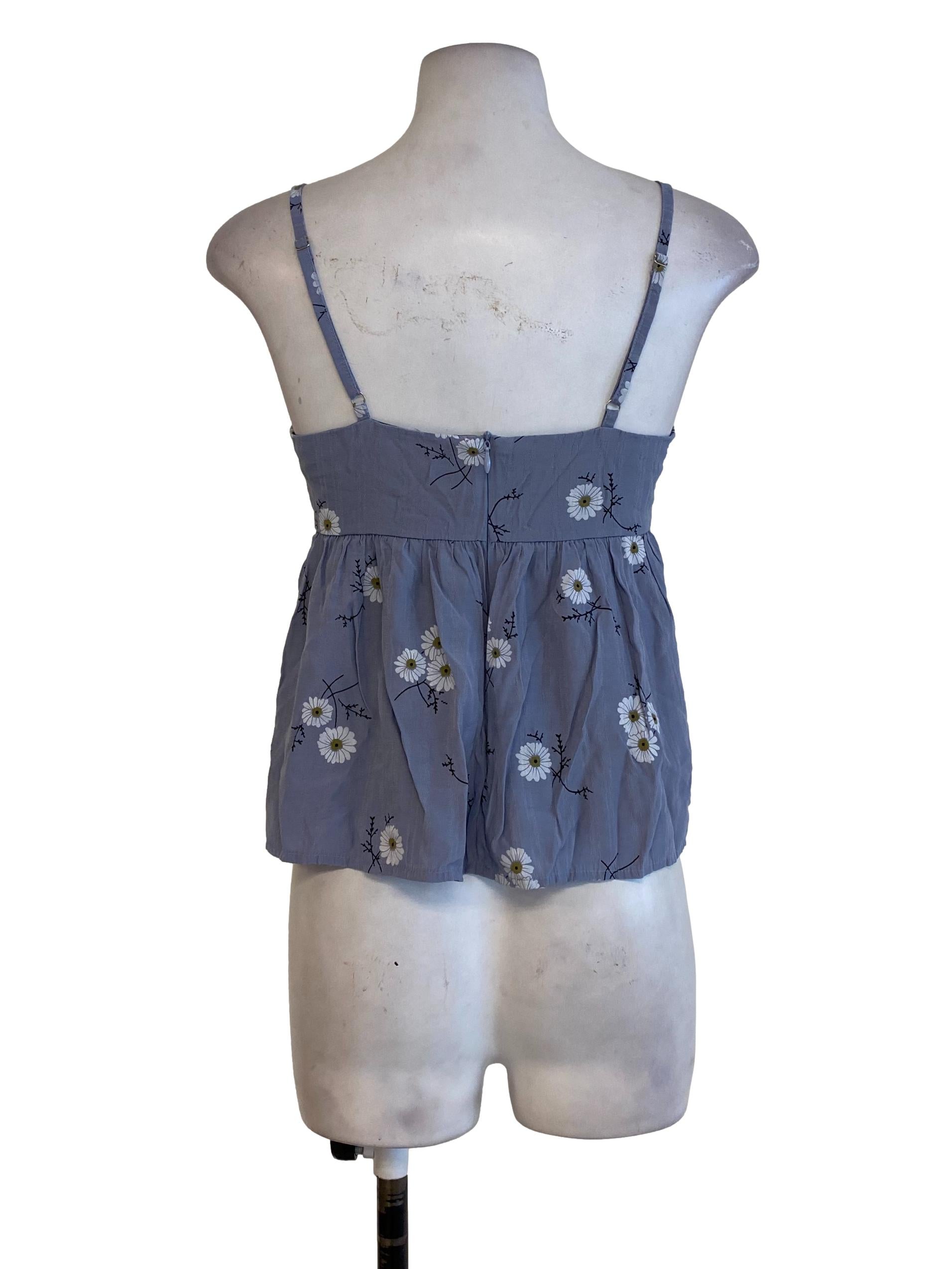 Blue Floral Blouson Top