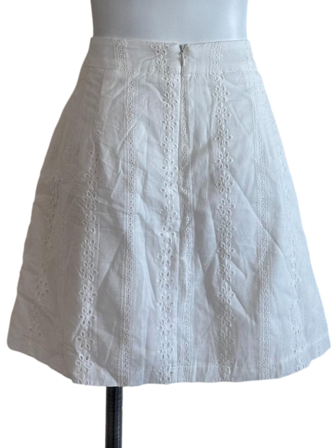 Ivory White Embroidery Mini Skorts