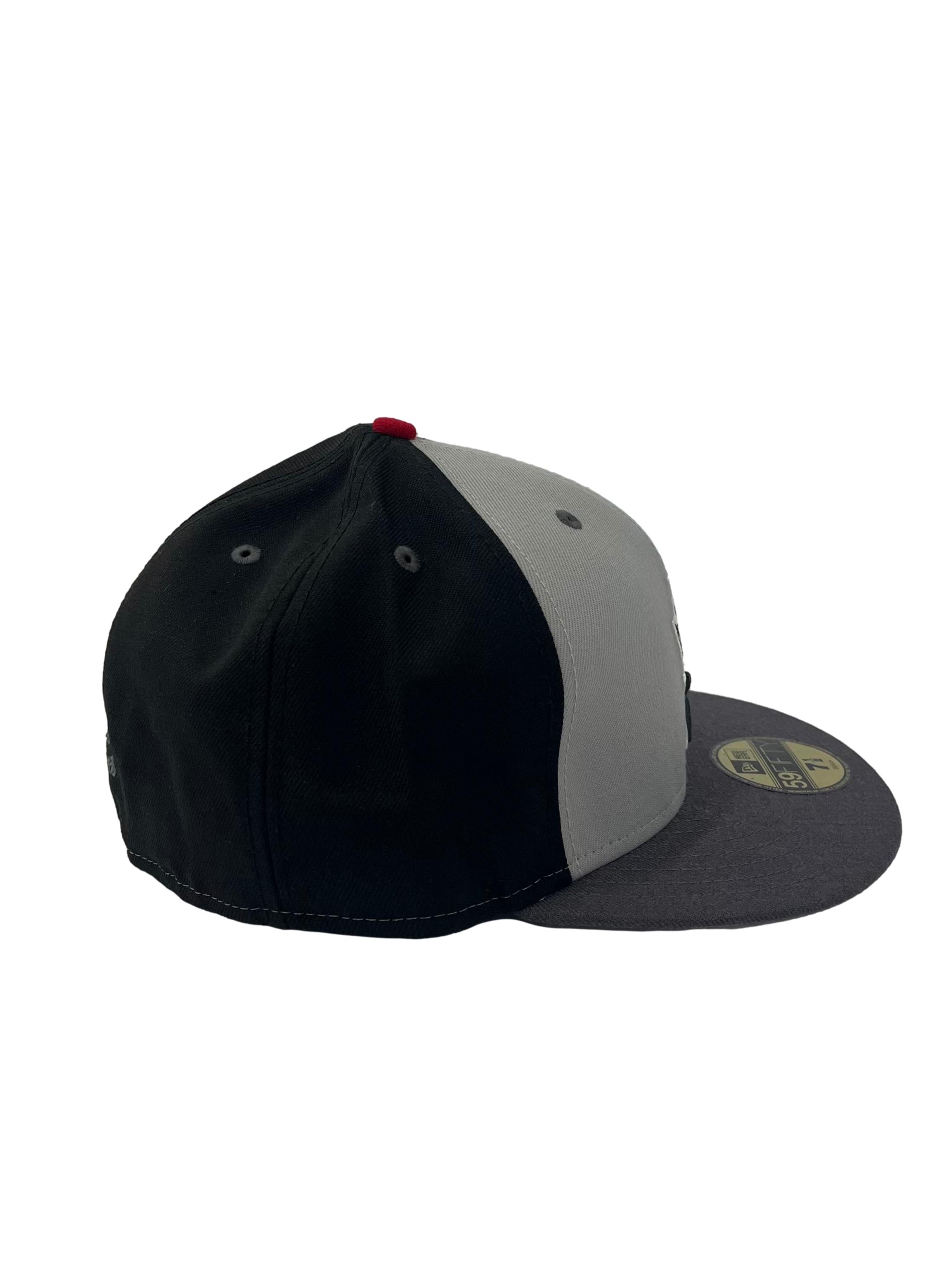 Grey And Black With Embroidery Snapback Cap