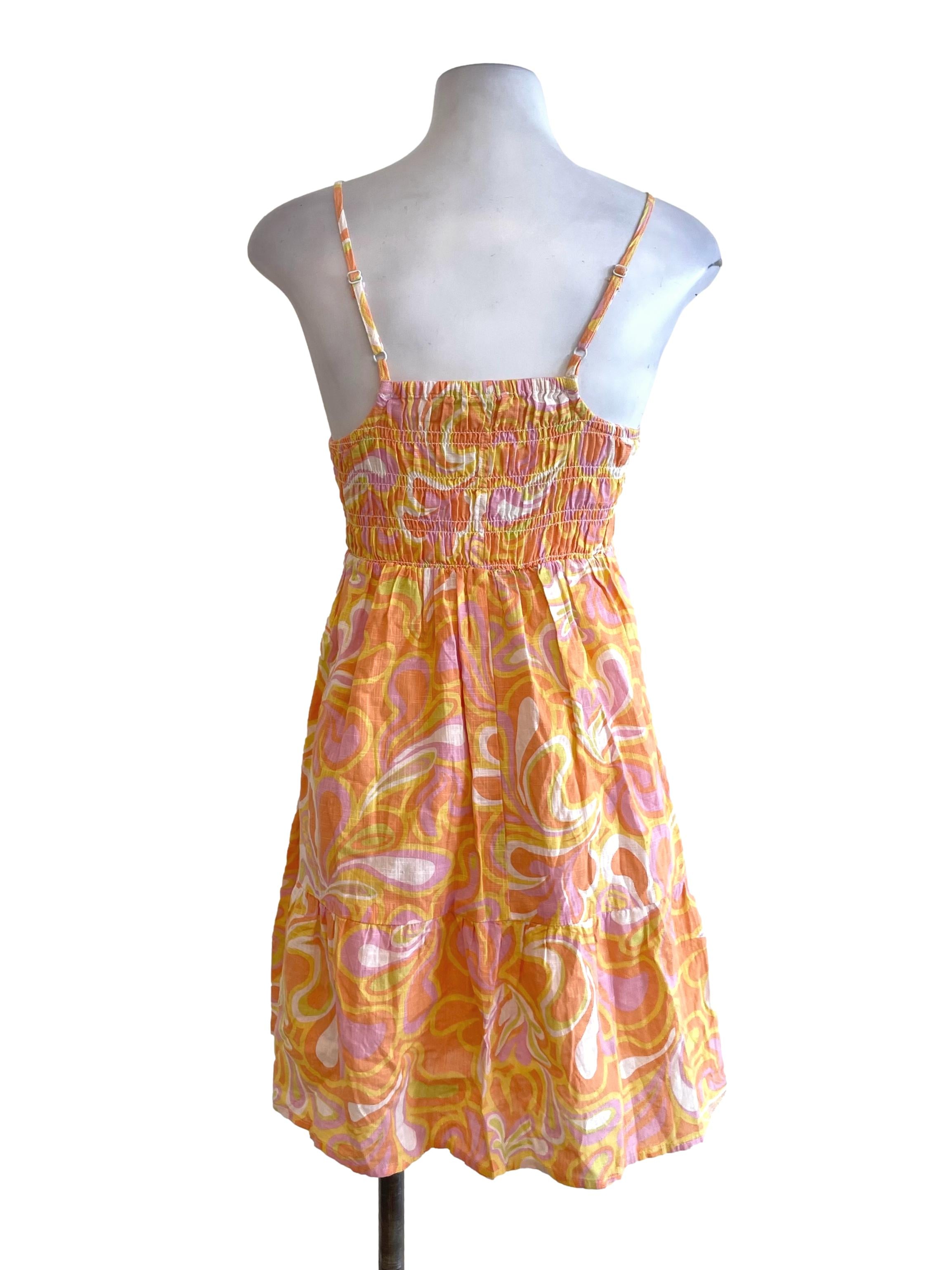 Orange Shirred Sun Dress