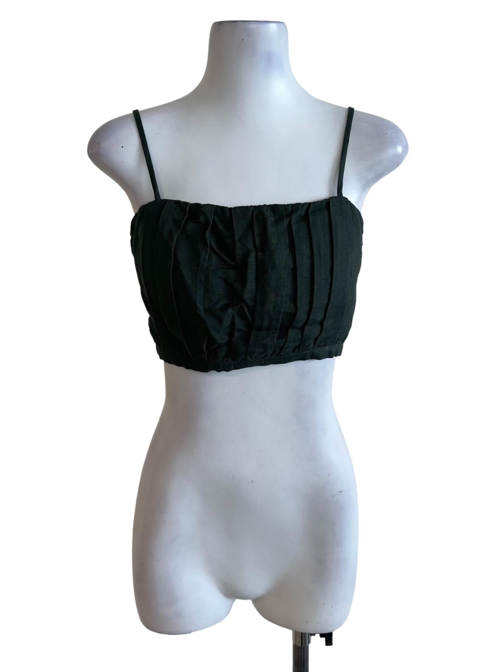 Emerald Green Pleated Square Neck Top