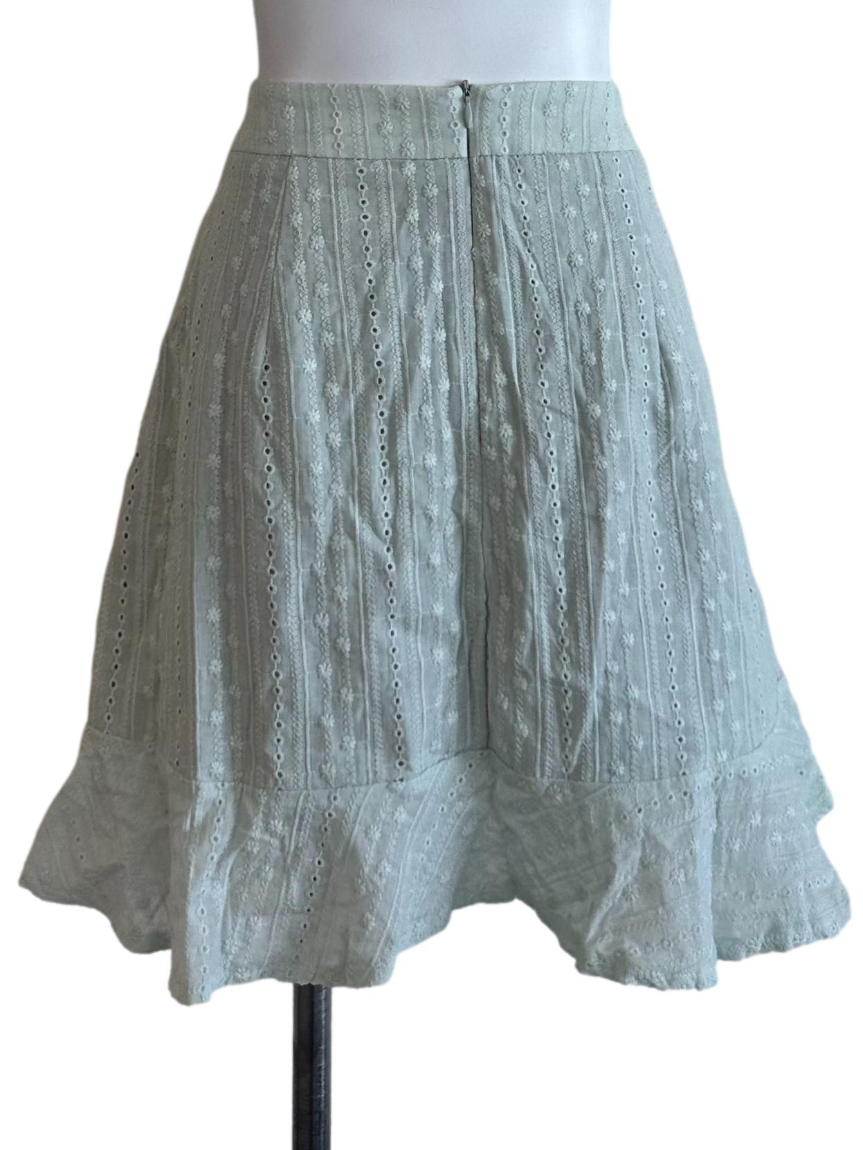 Mint Green Embroidery Ruffle Skorts