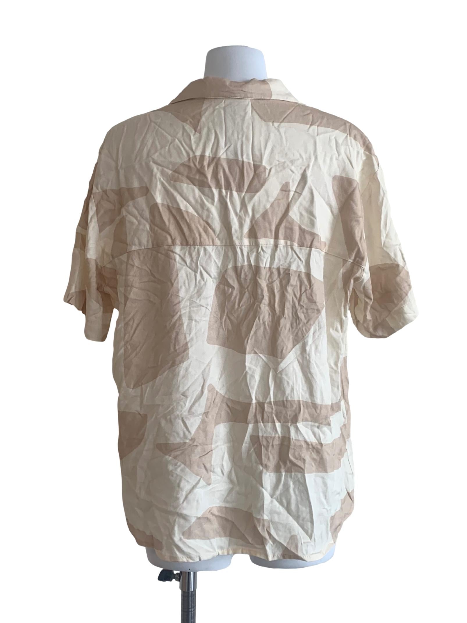 Latte Beige Pattern Collared Top