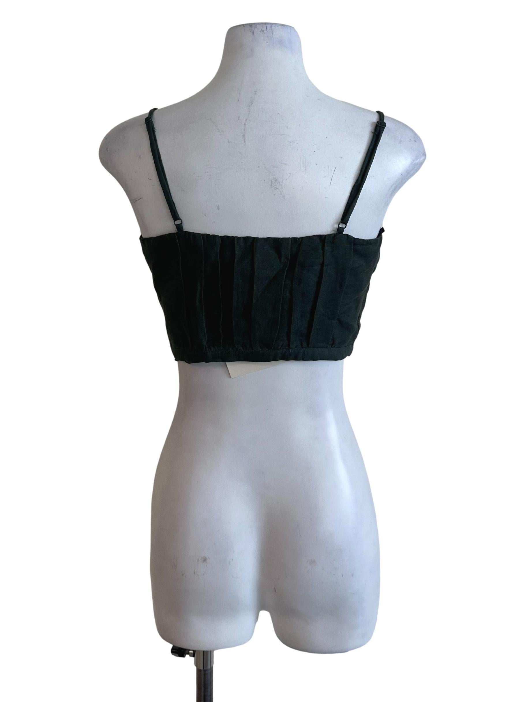 Emerald Green Pleated Square Neck Top
