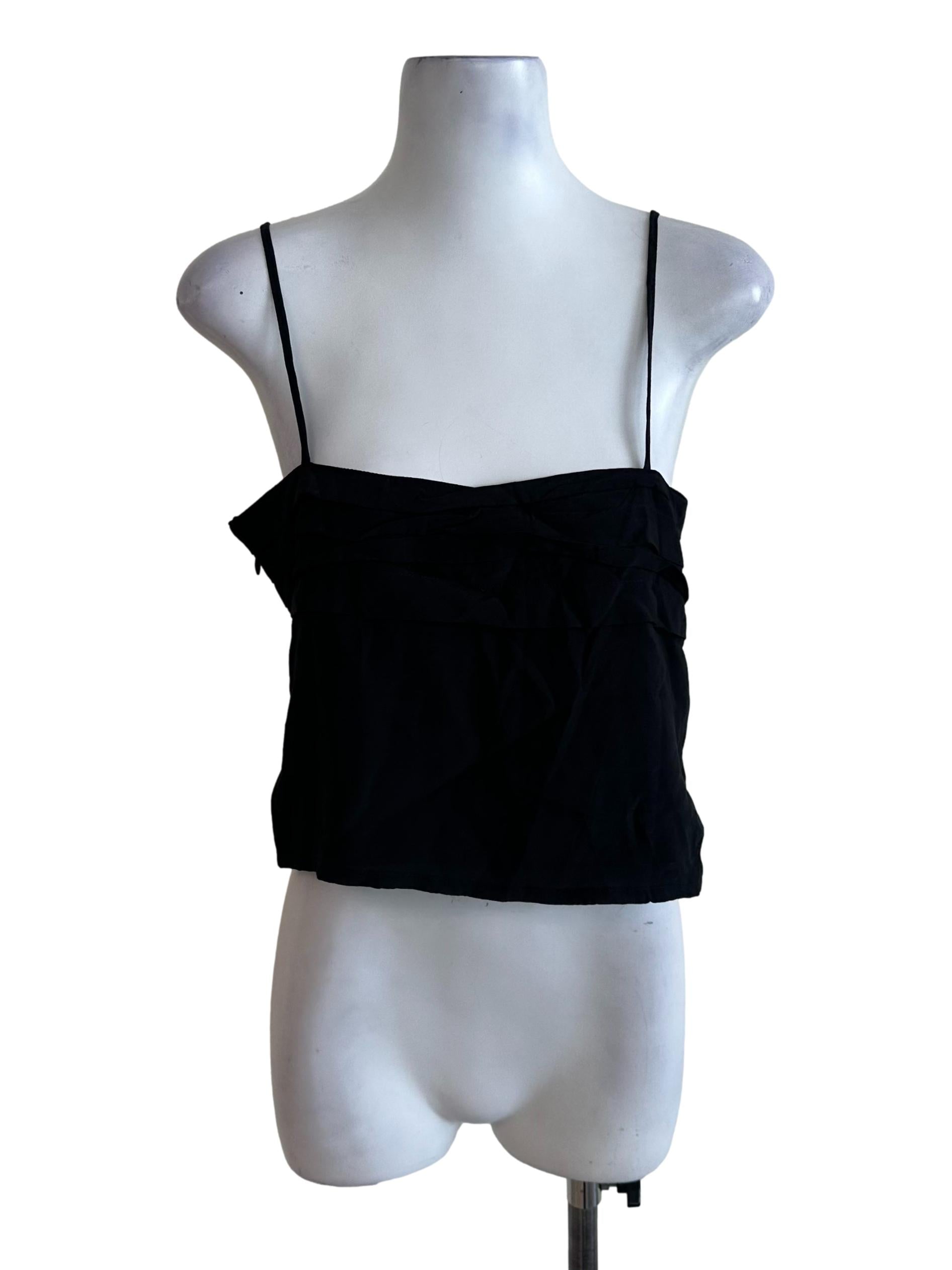 Charcoal Black Pleated Square Neck Top