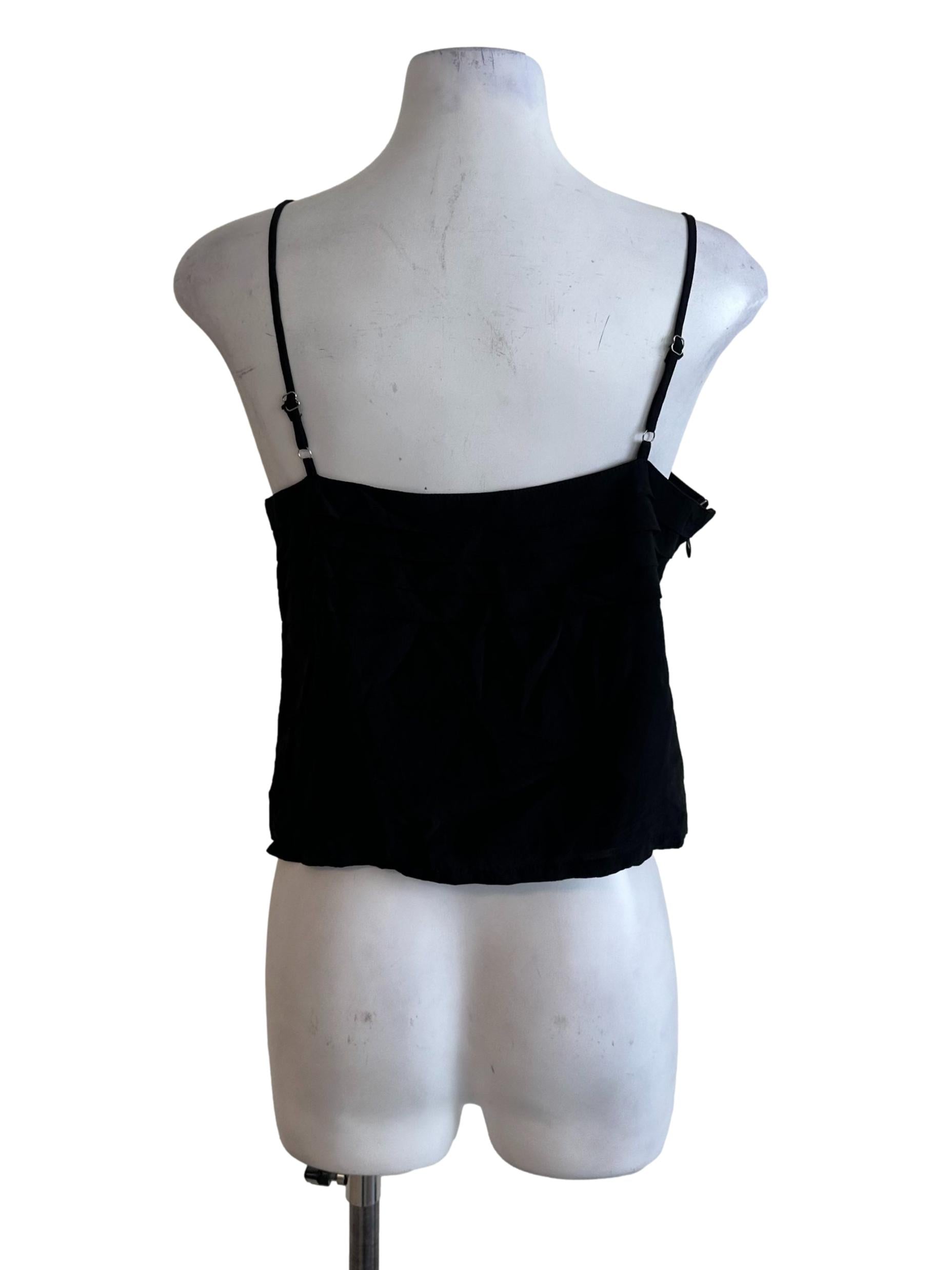 Charcoal Black Pleated Square Neck Top