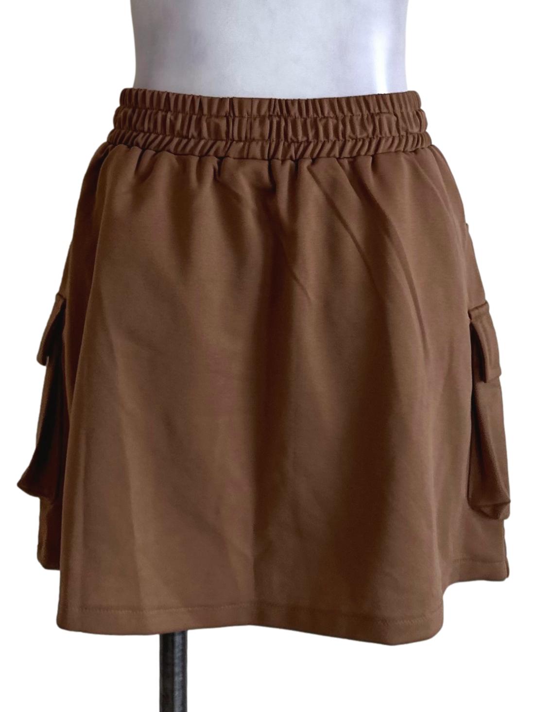 Peanut Brown Elastic Waist Skorts