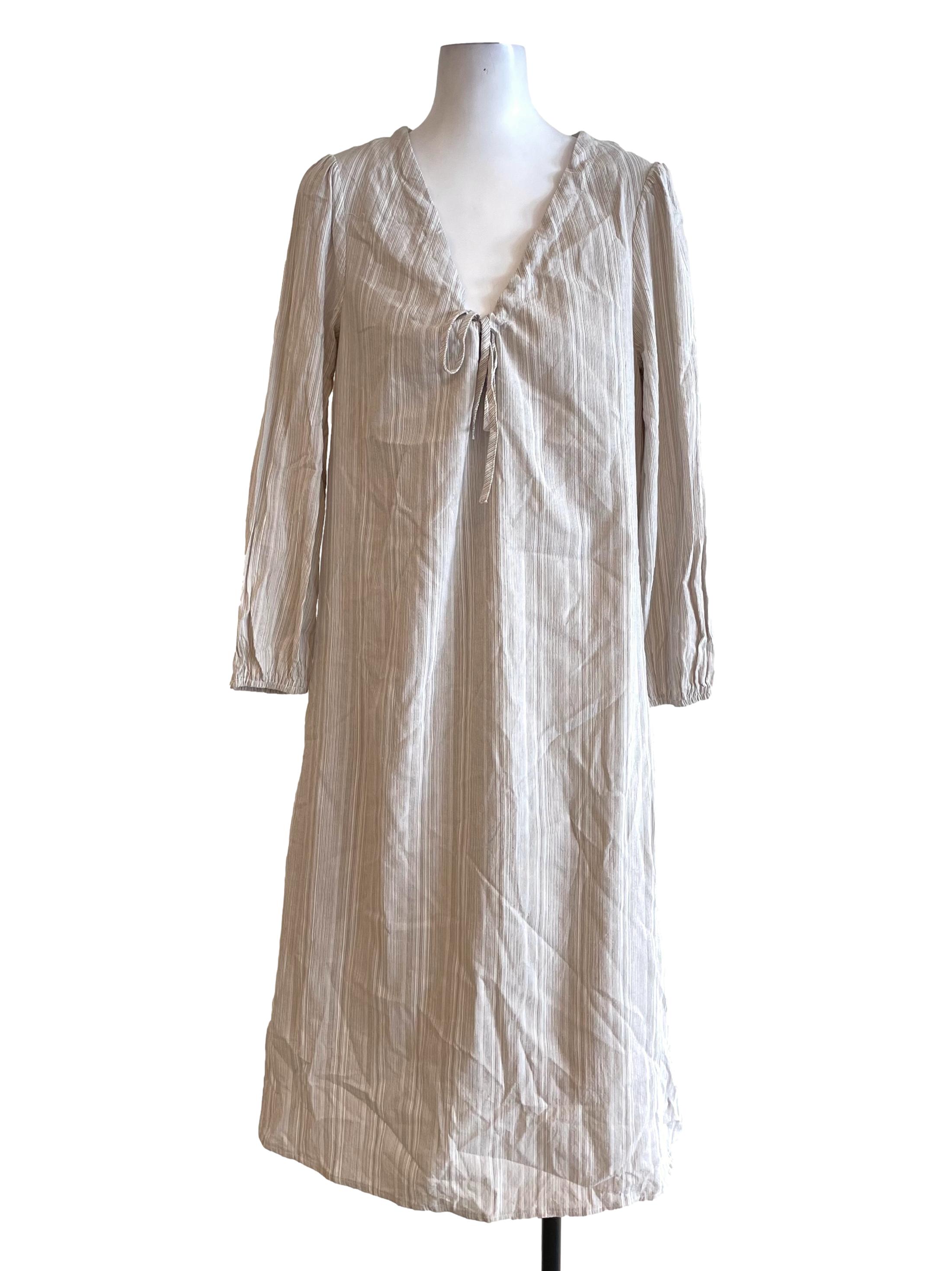 Beige Peasant Dress