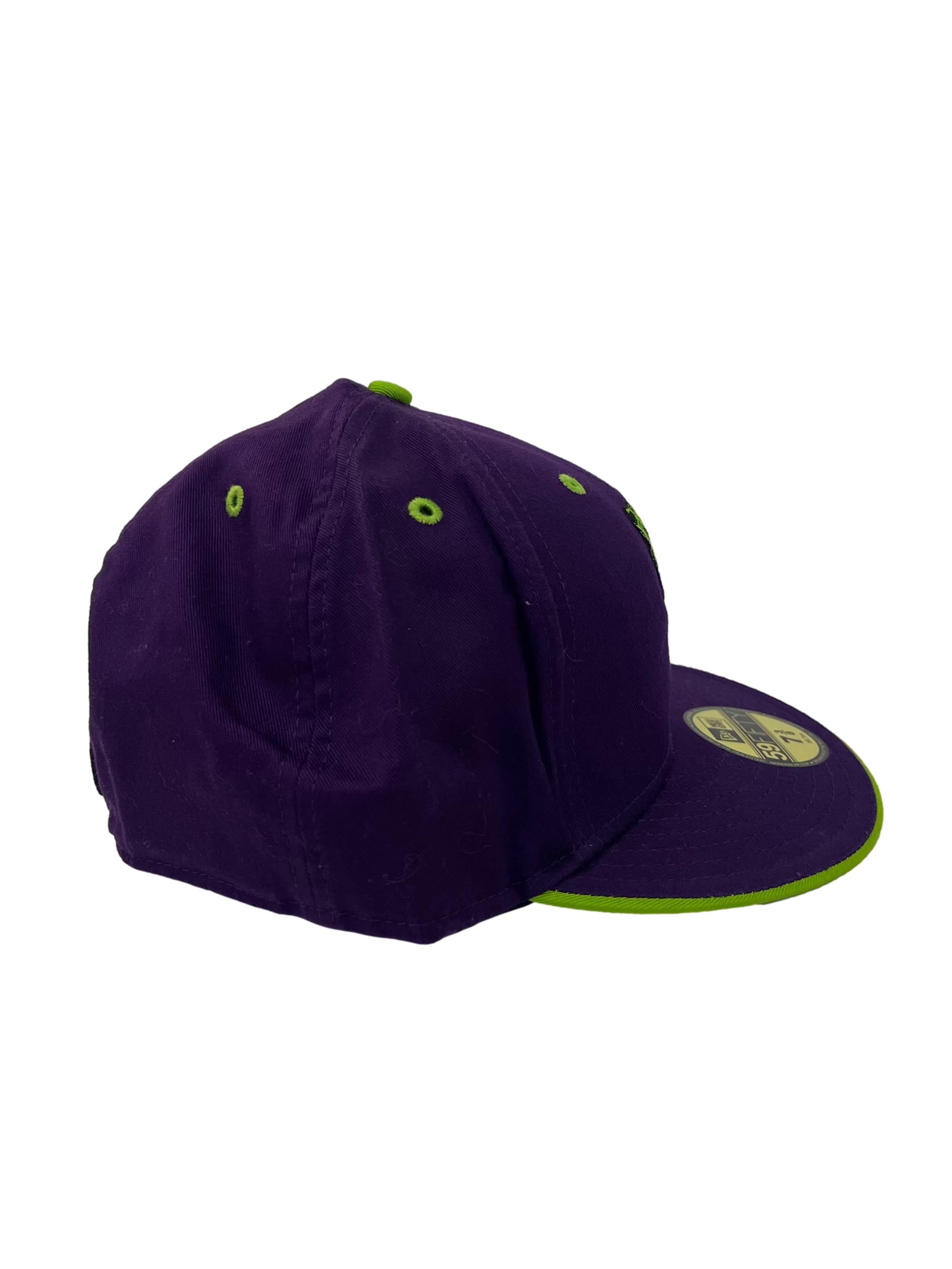 Purple And Neon Green Joker Embroidery Snapback Cap