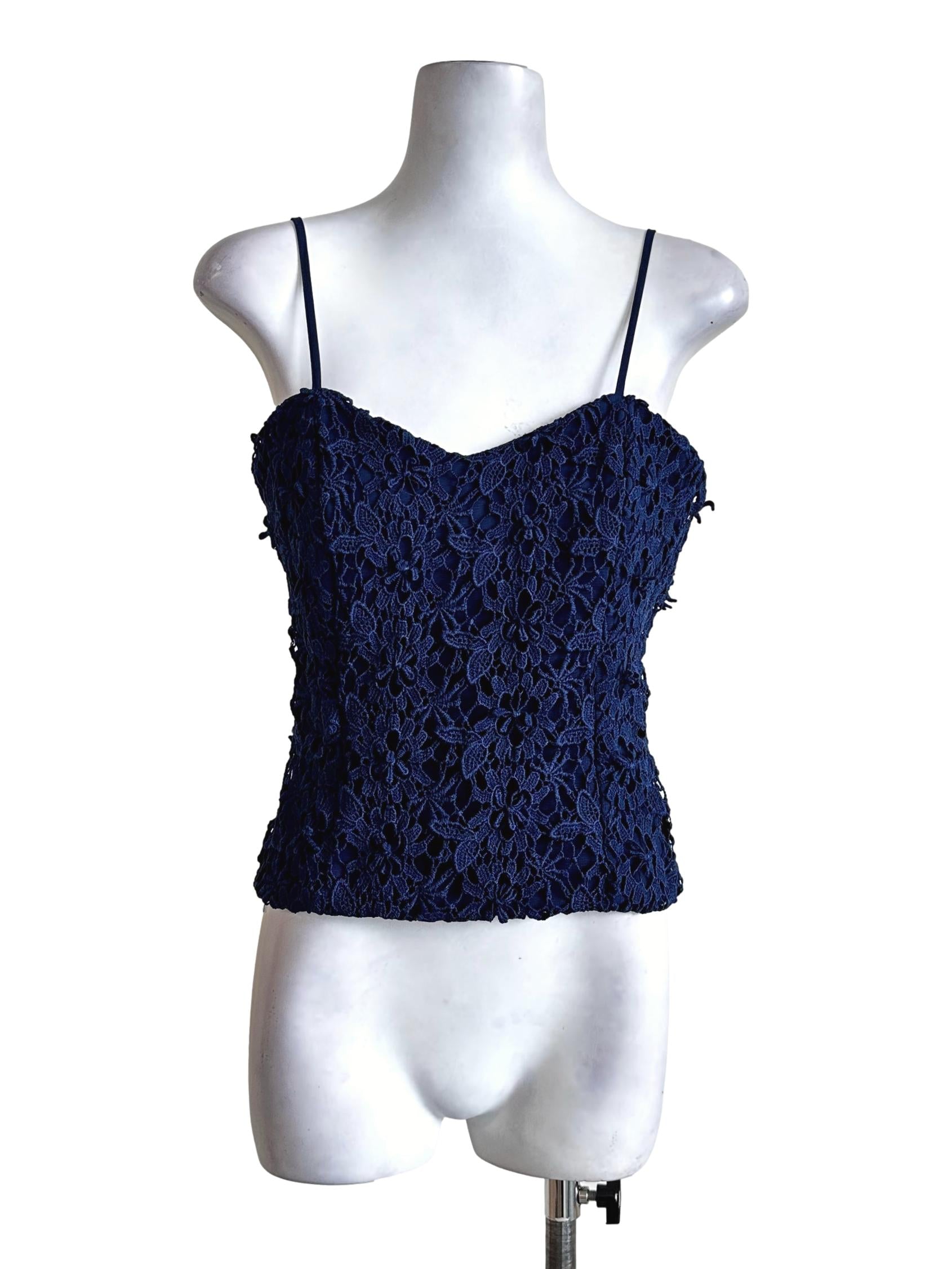 Berry Blue Lace Pattern Top