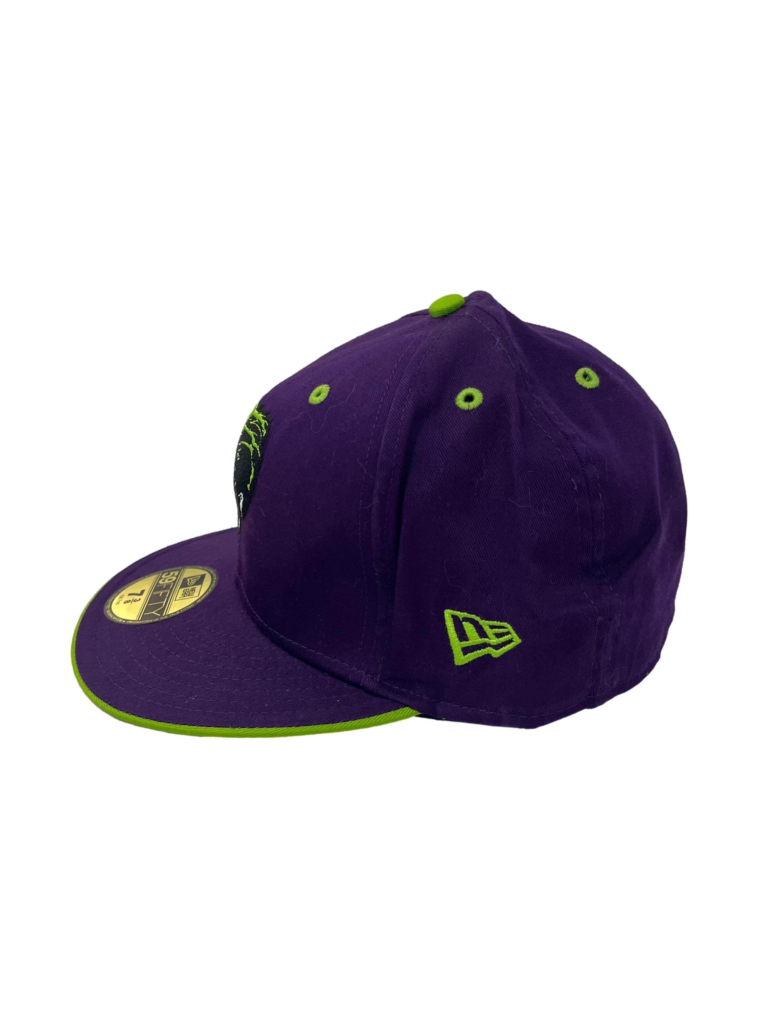 Purple And Neon Green Joker Embroidery Snapback Cap
