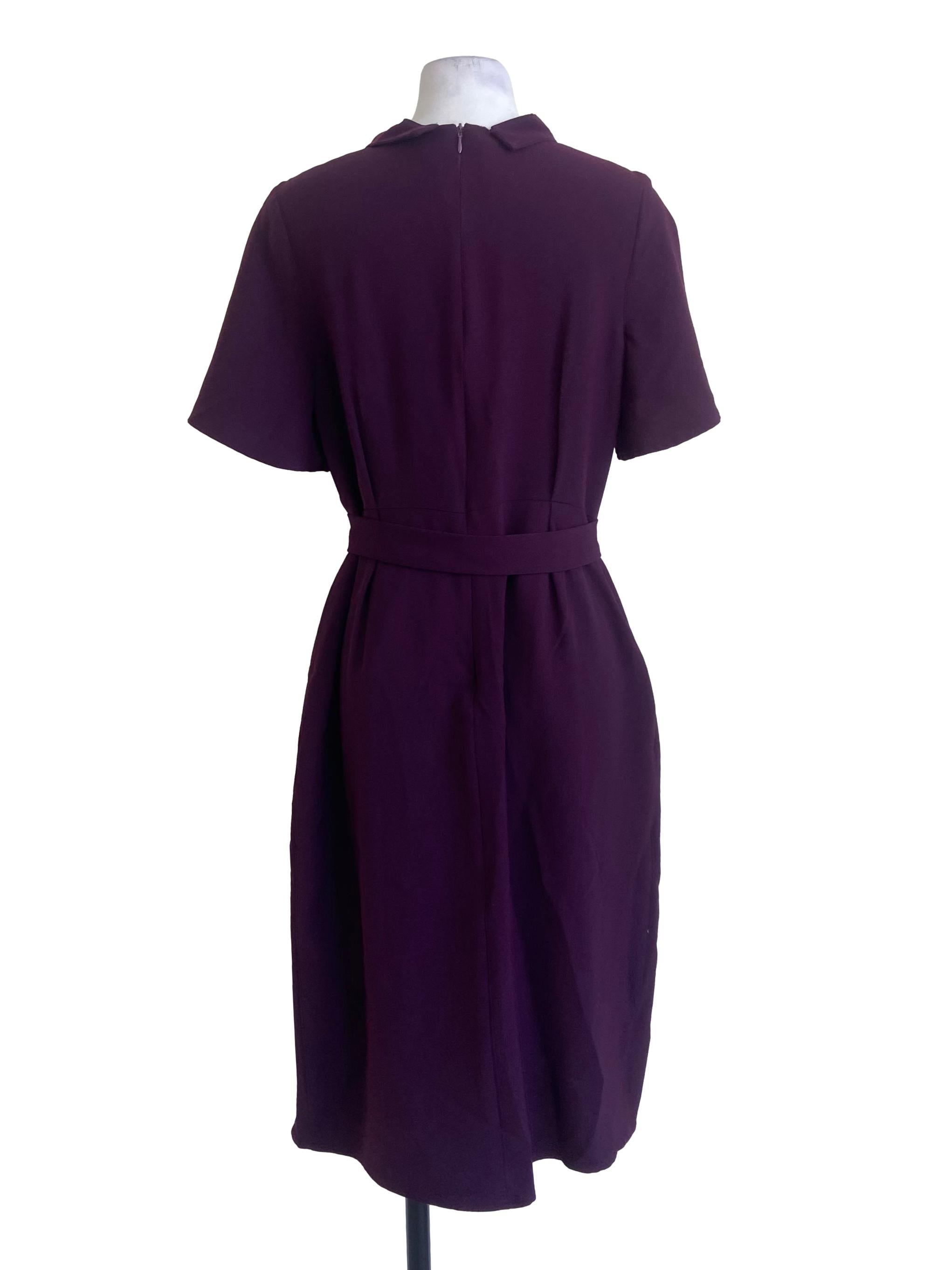 Plum Purple Jewel Neck Asymmetric Dress