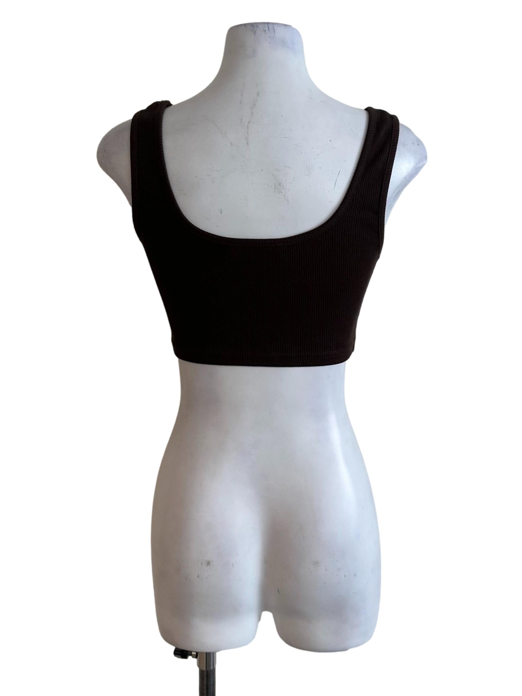 Dark Brown Scoop Knit Crop Top