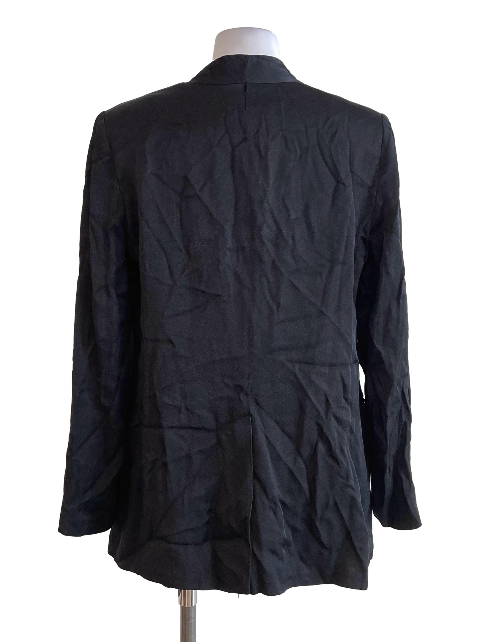 Black Satin Open Front Blazer