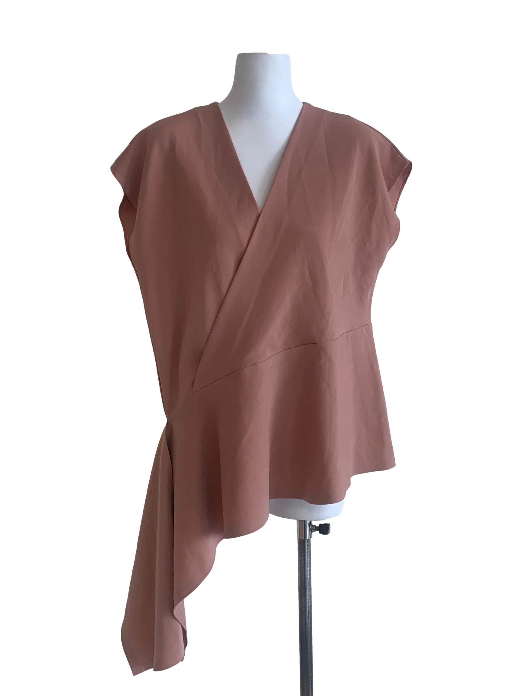 Salmon Pink Deep V Neck Top