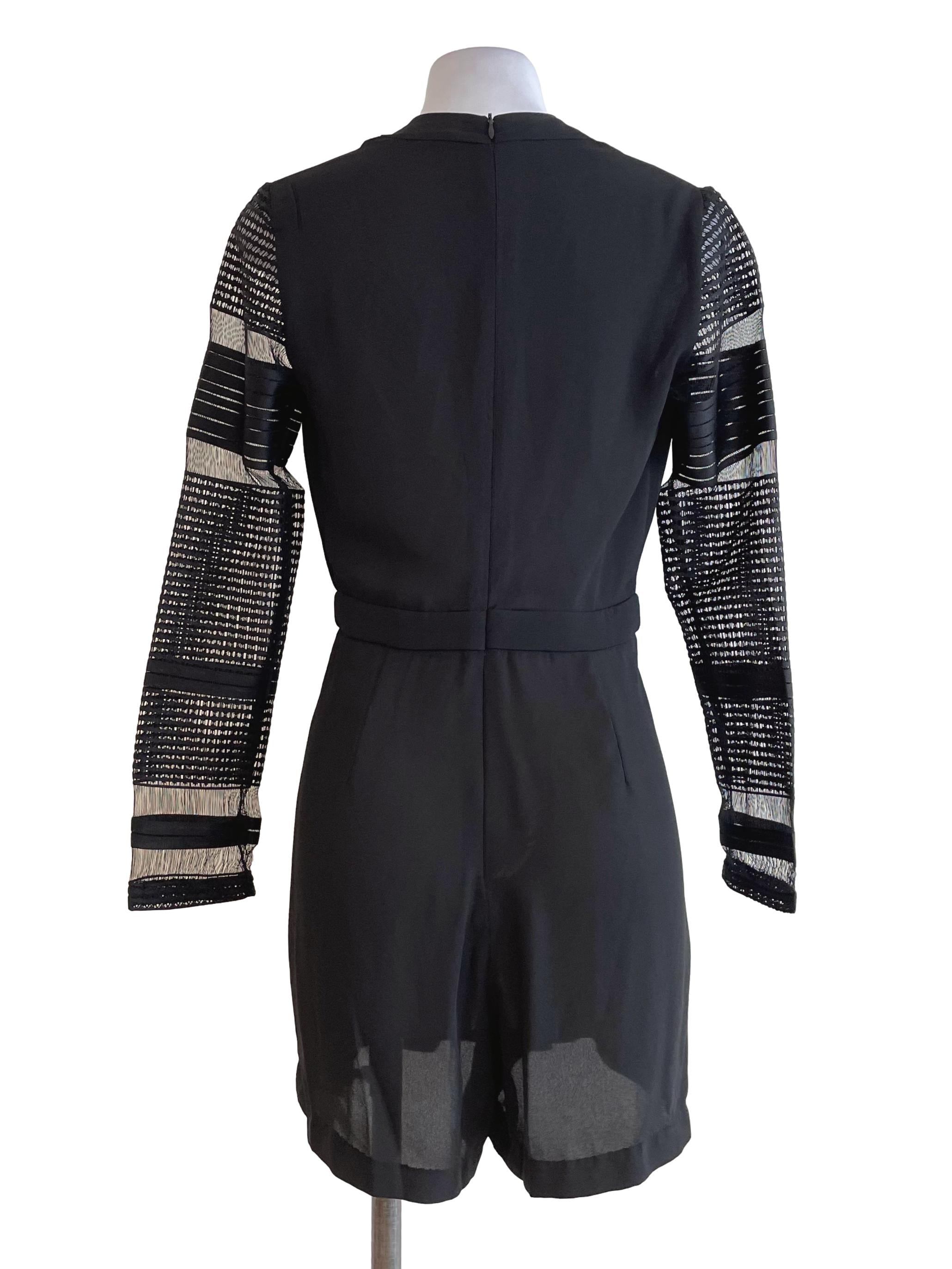 Black Eyelet Pleated Romper