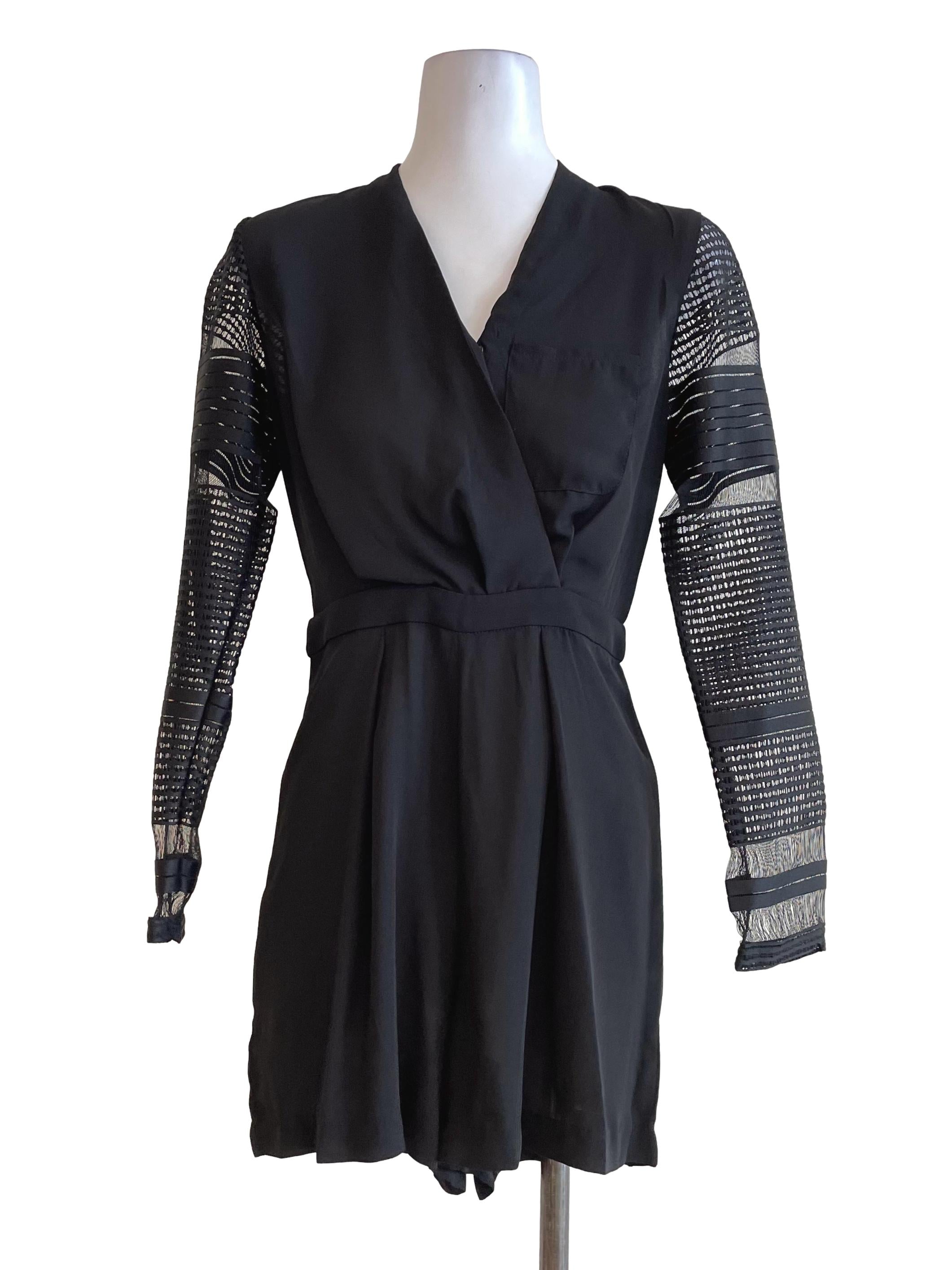 Black Eyelet Pleated Romper