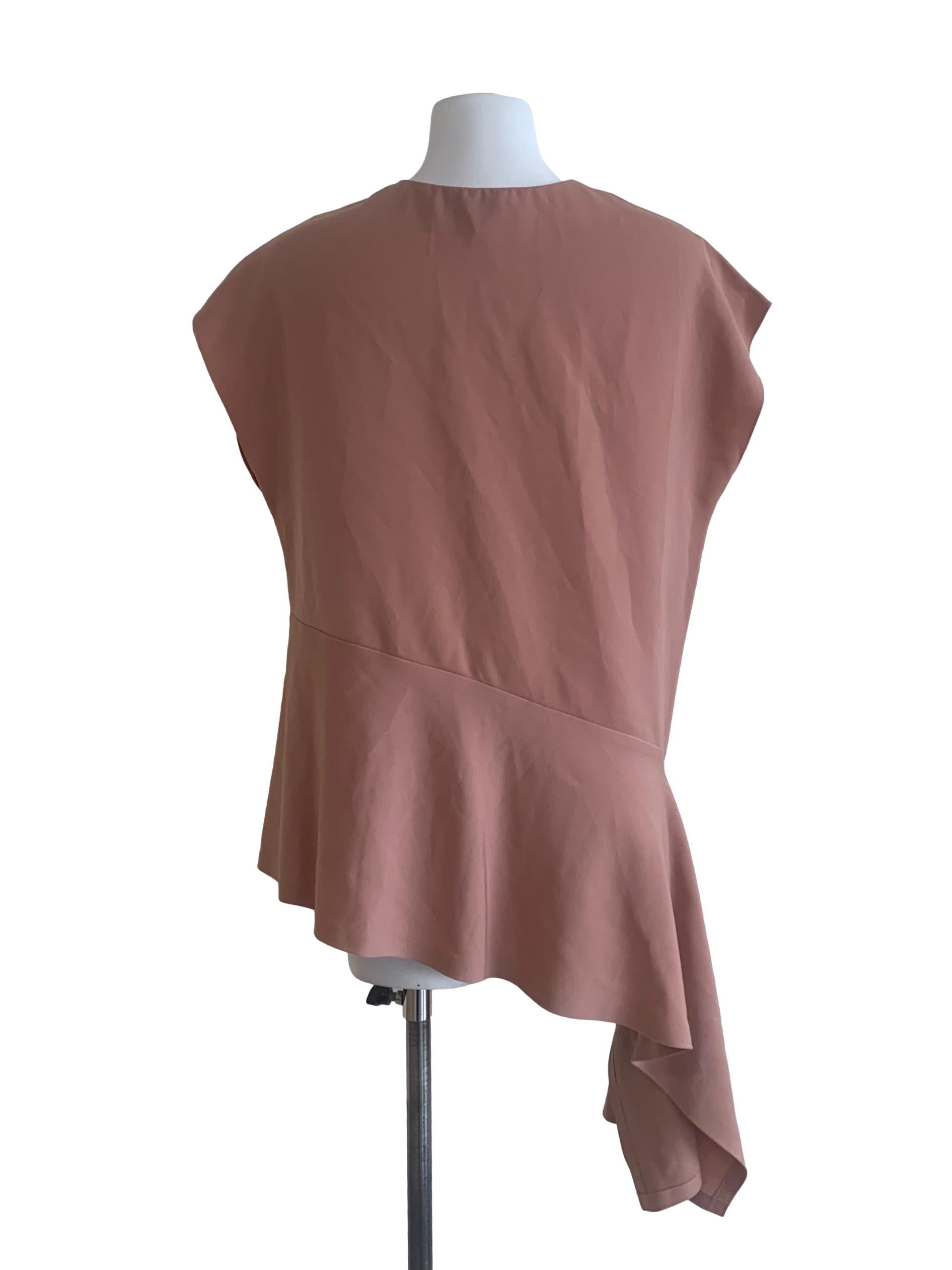 Salmon Pink Deep V Neck Top