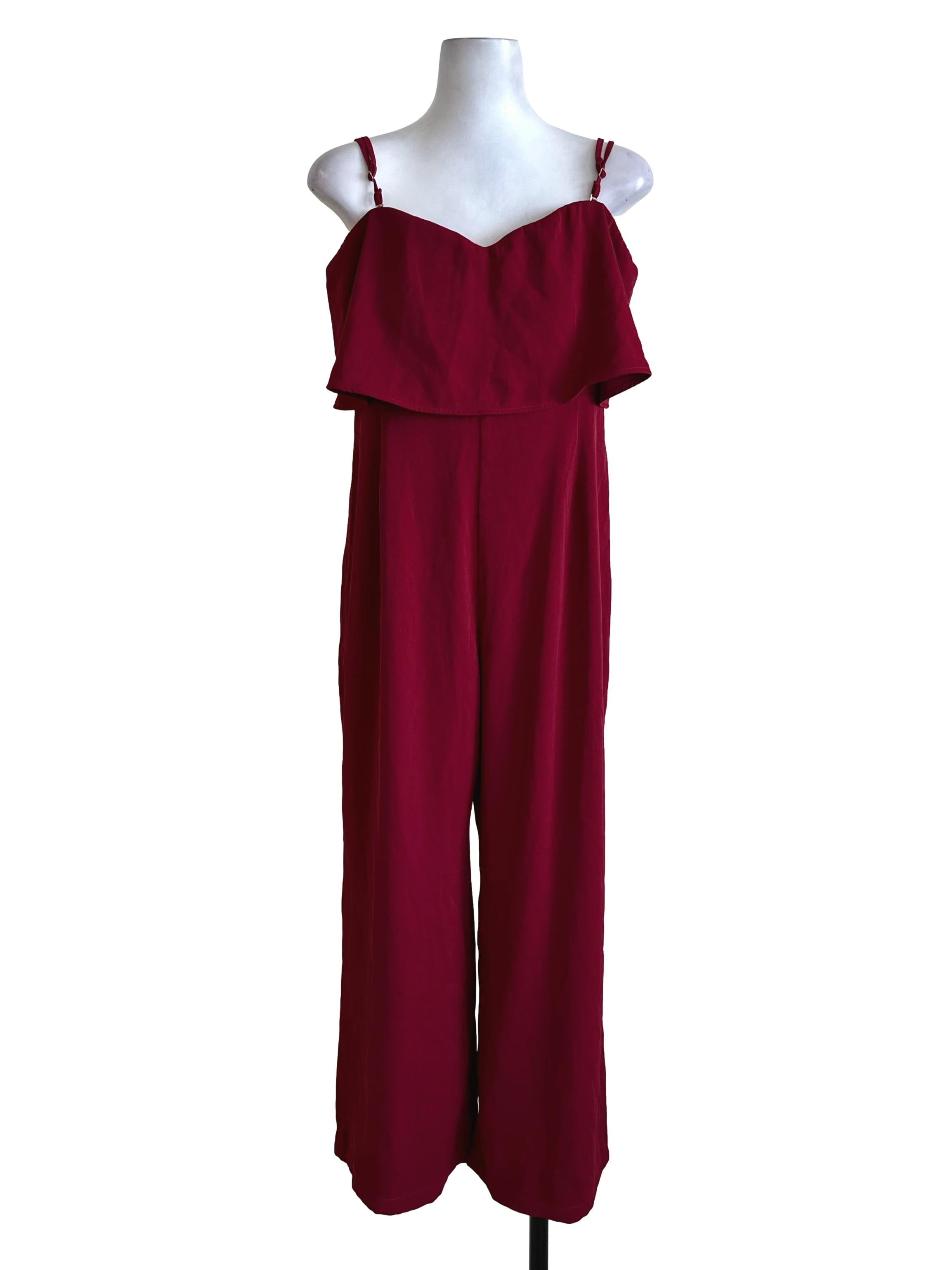 Ruby Red Sweetheart Neckline Jumpsuit