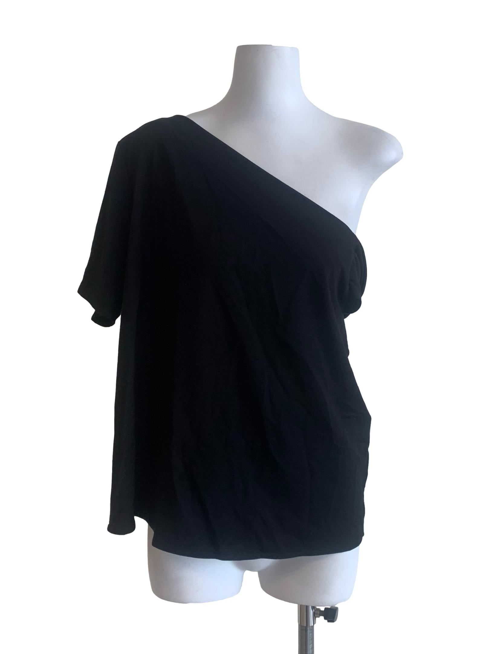 Ink Black Asymmetric Neck Top