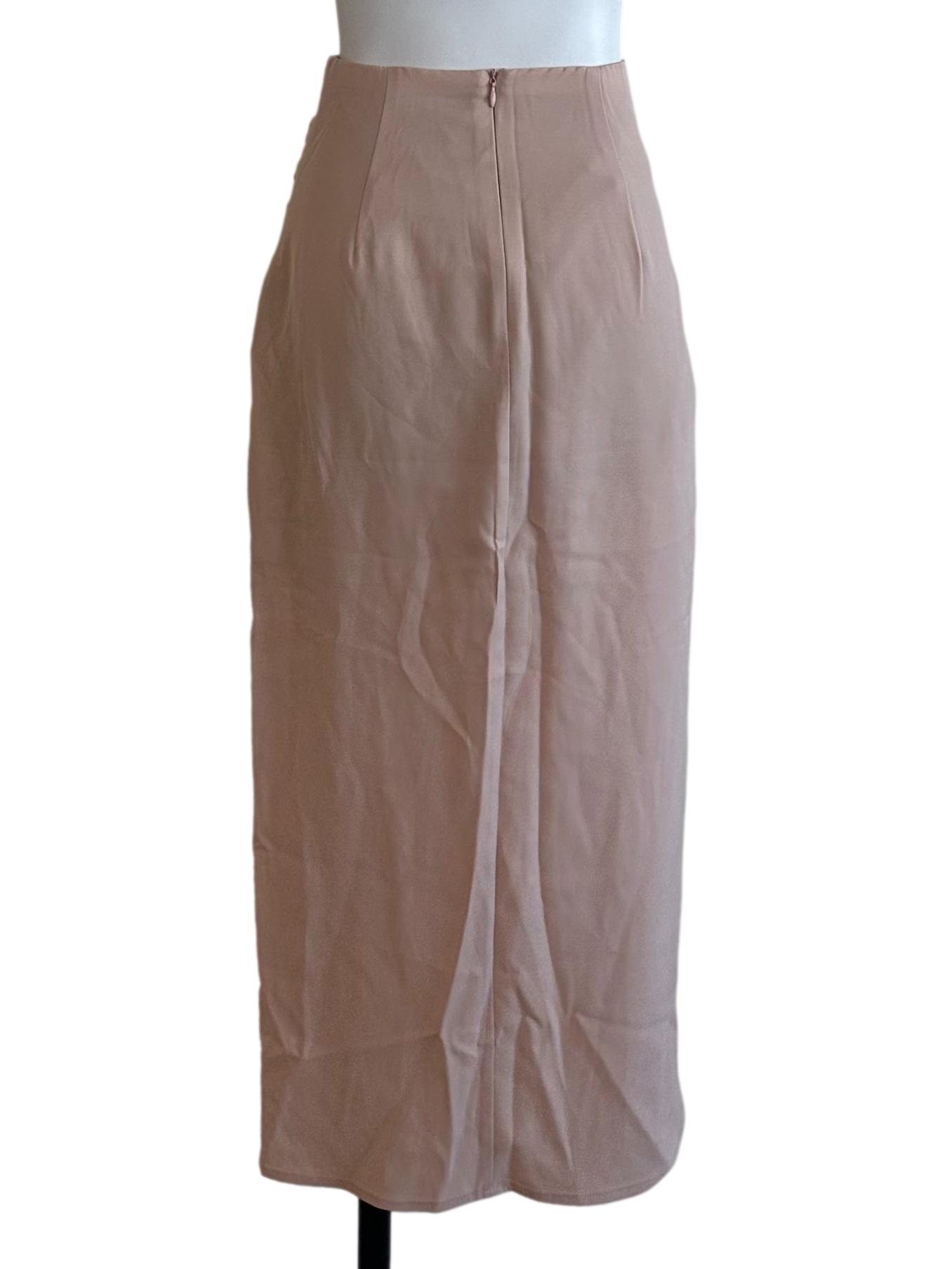Ash Pink Side Ruched Slit Skirt