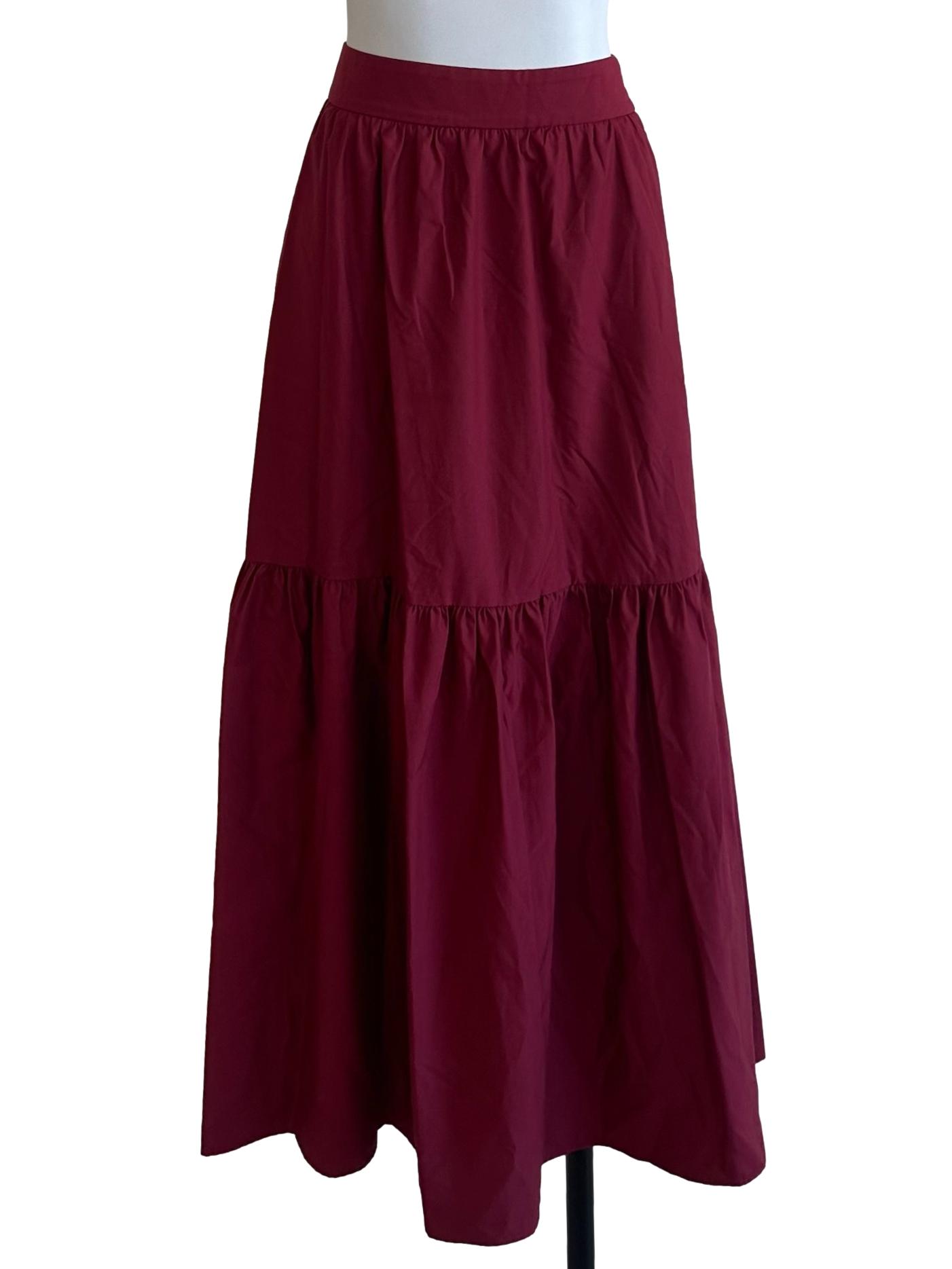 Burgundy Red Tiered Skirt