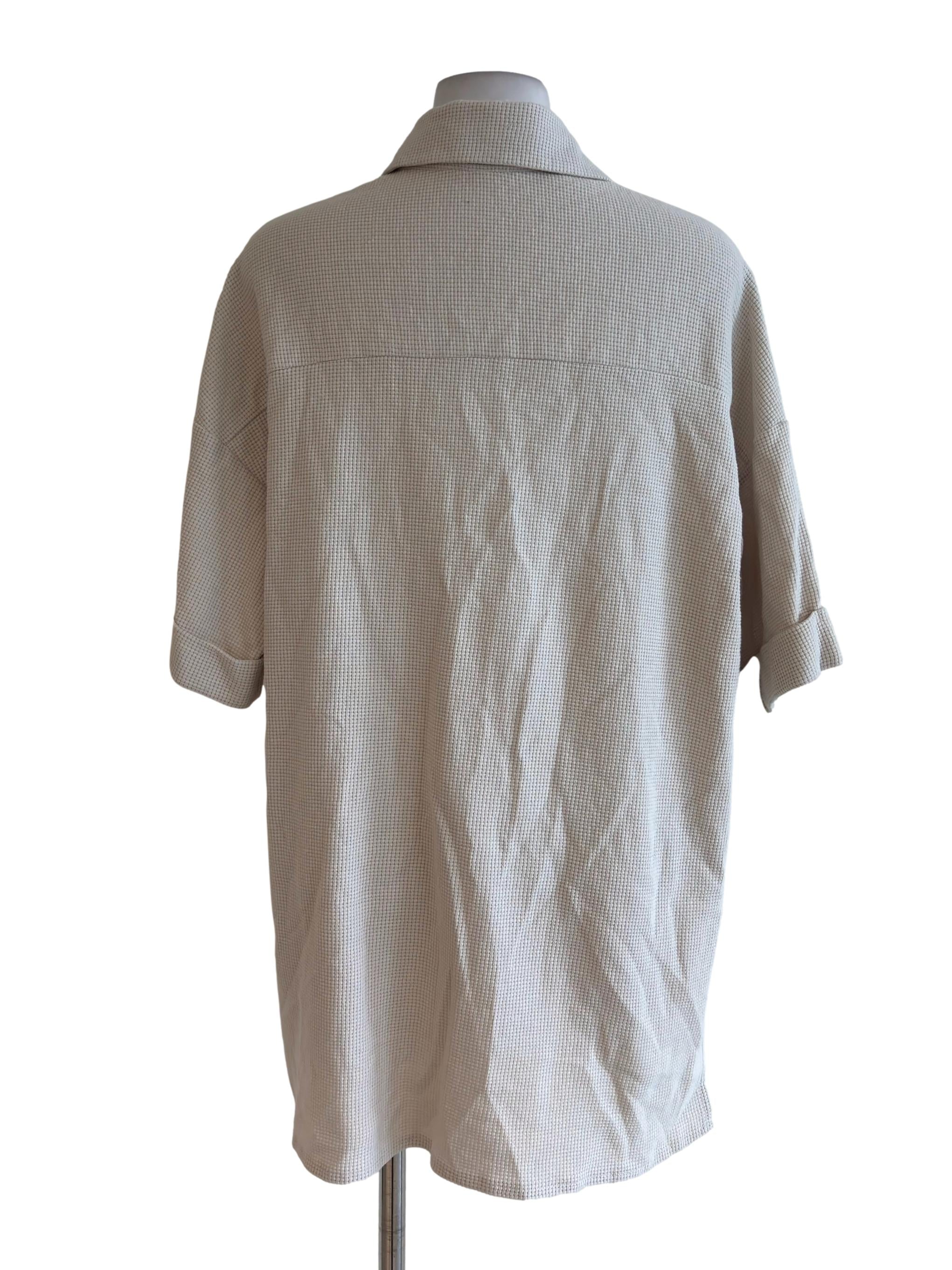 Beige Loose Button Down Shirt YHF