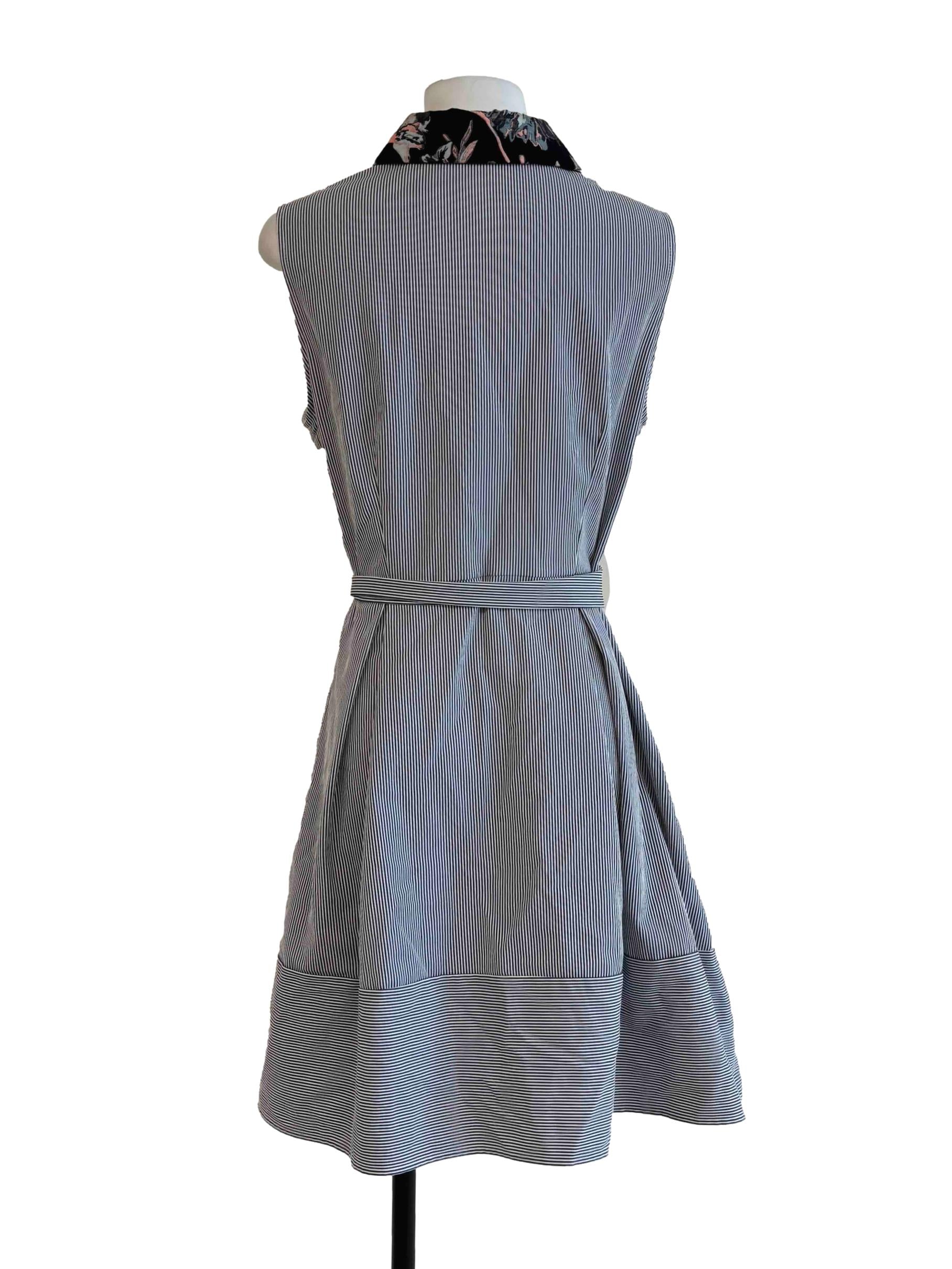 Stone Blue Sleeveless Striped Dress