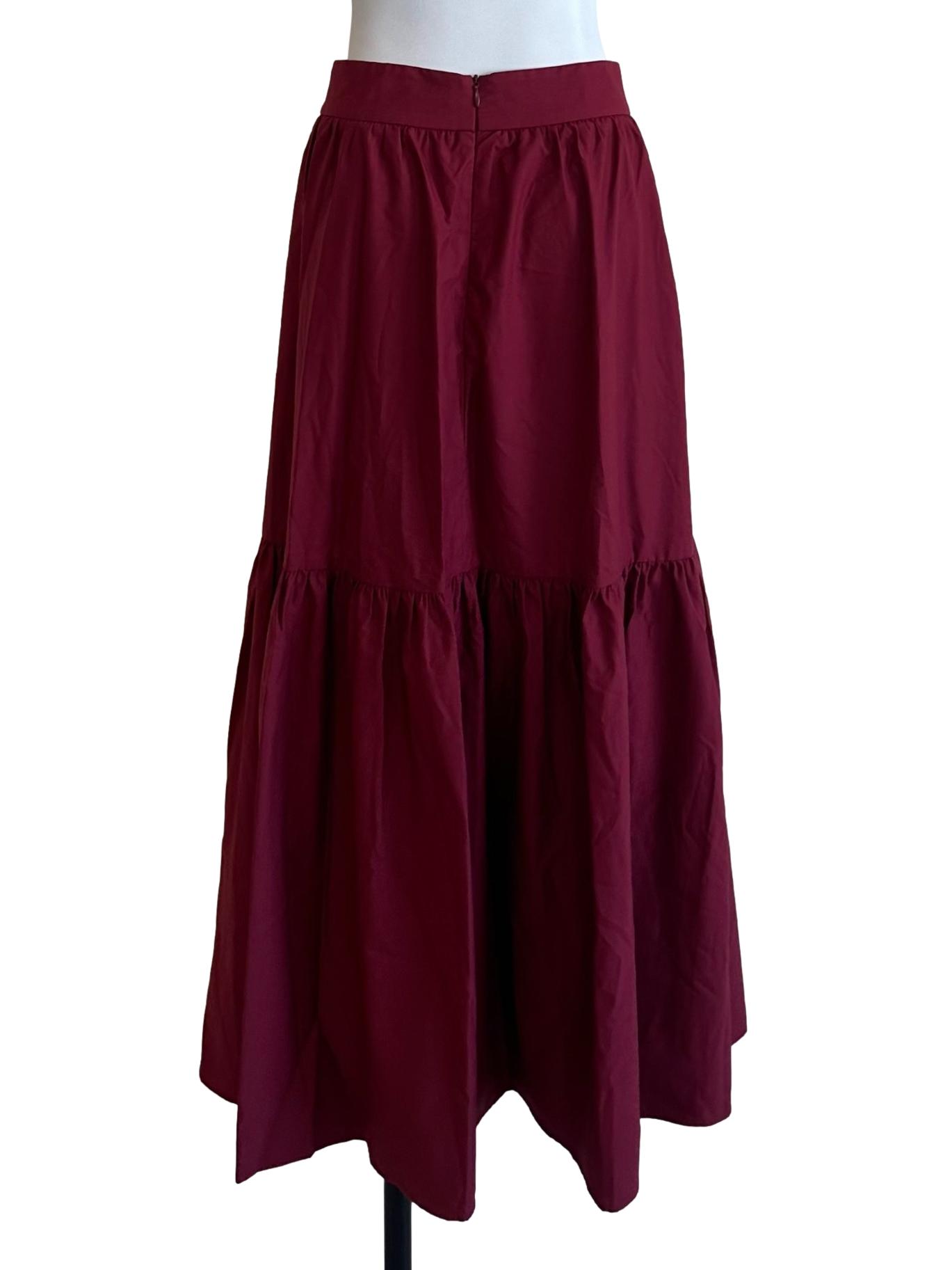 Burgundy Red Tiered Skirt