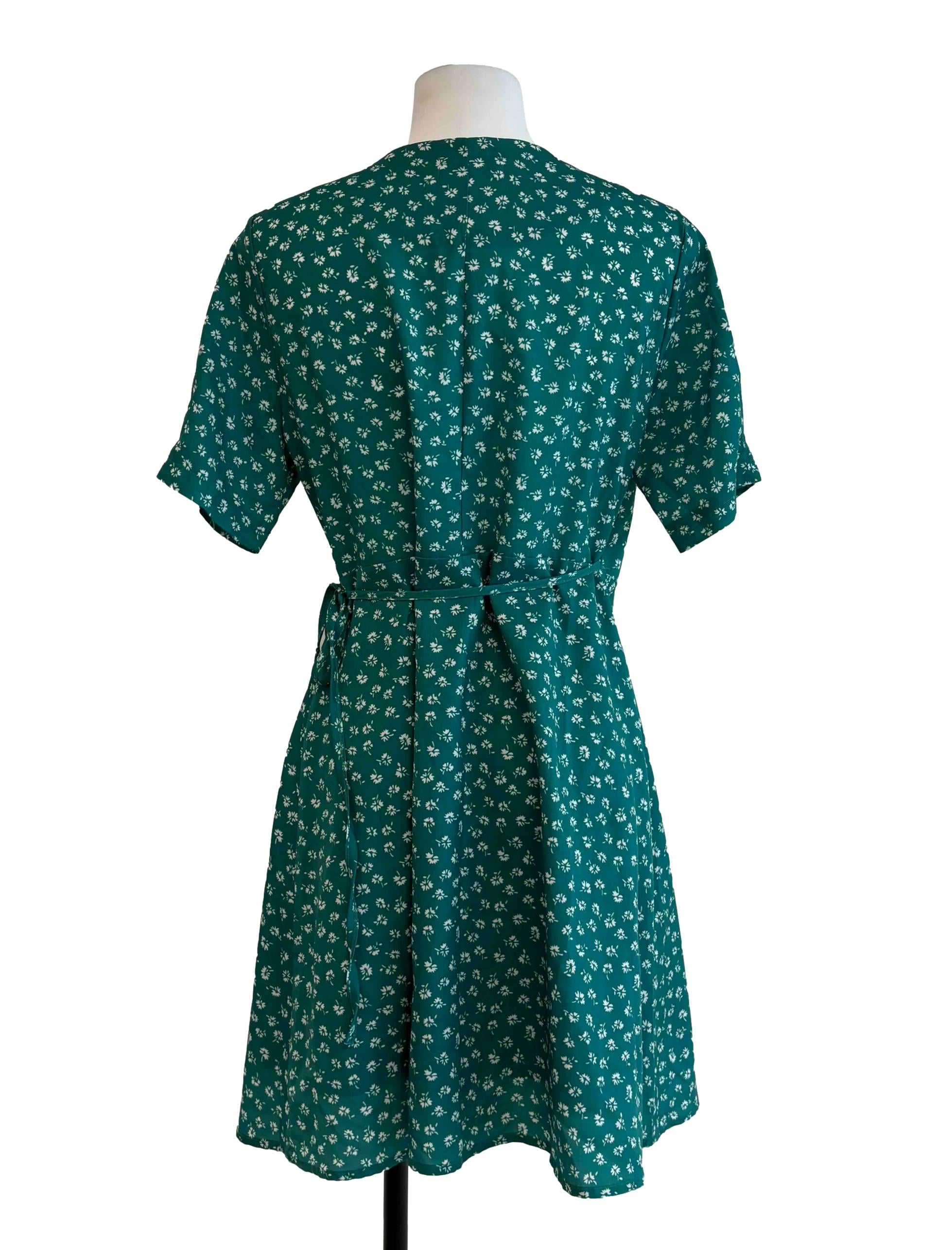 Jade Green Floral Wrap Dress